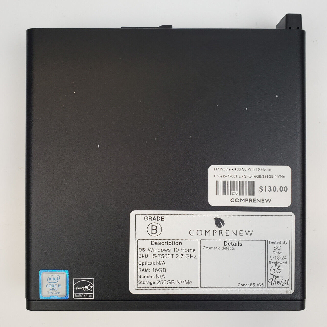 HP ProDesk 400 G3 Win 10 Home i5-7500T 16GB RAM 256GB NVMe | Grade B - ShopComprenew