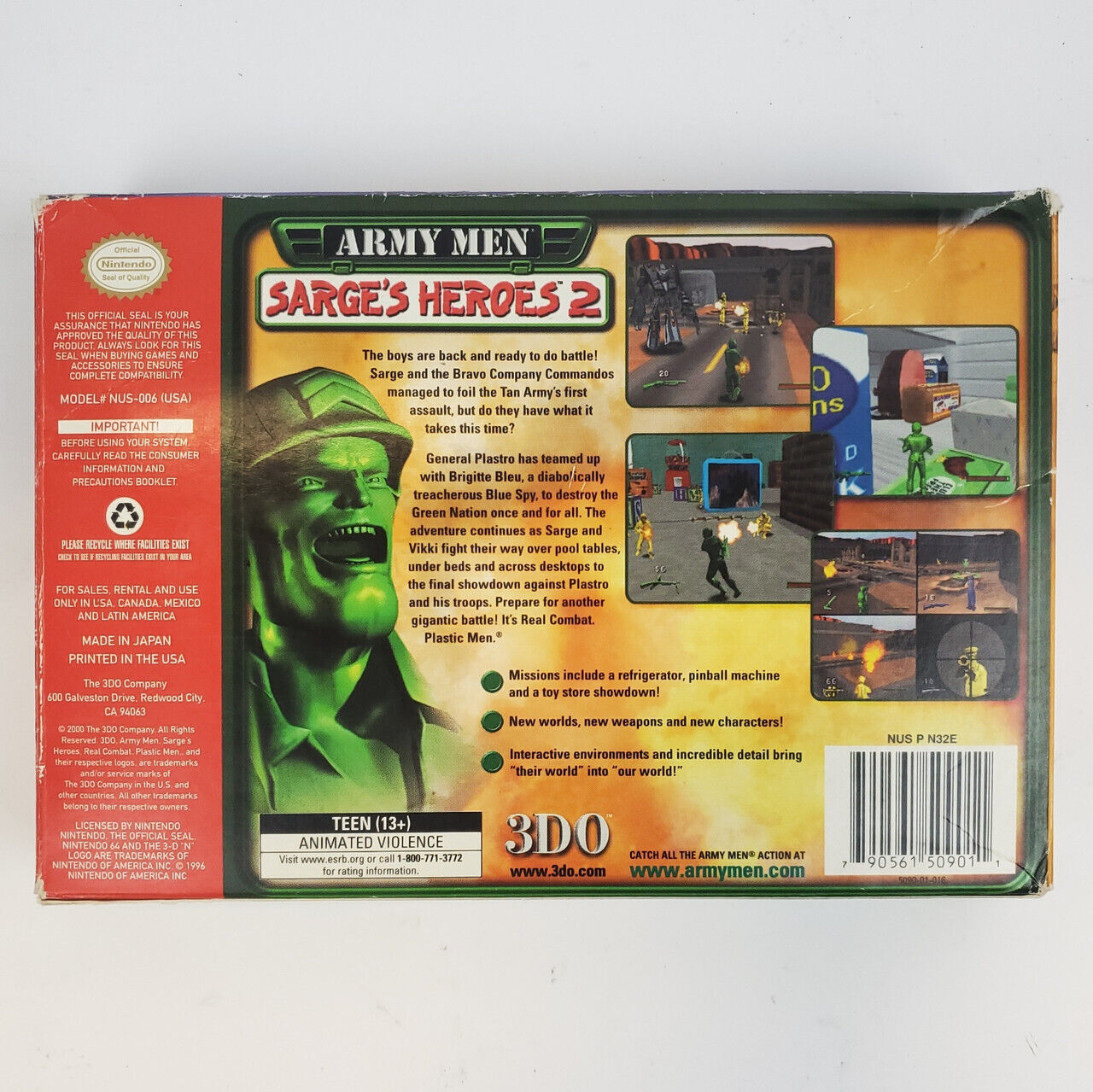 Nintendo 64 Game - Army Men: Sarge's Heroes 2 | Grade A