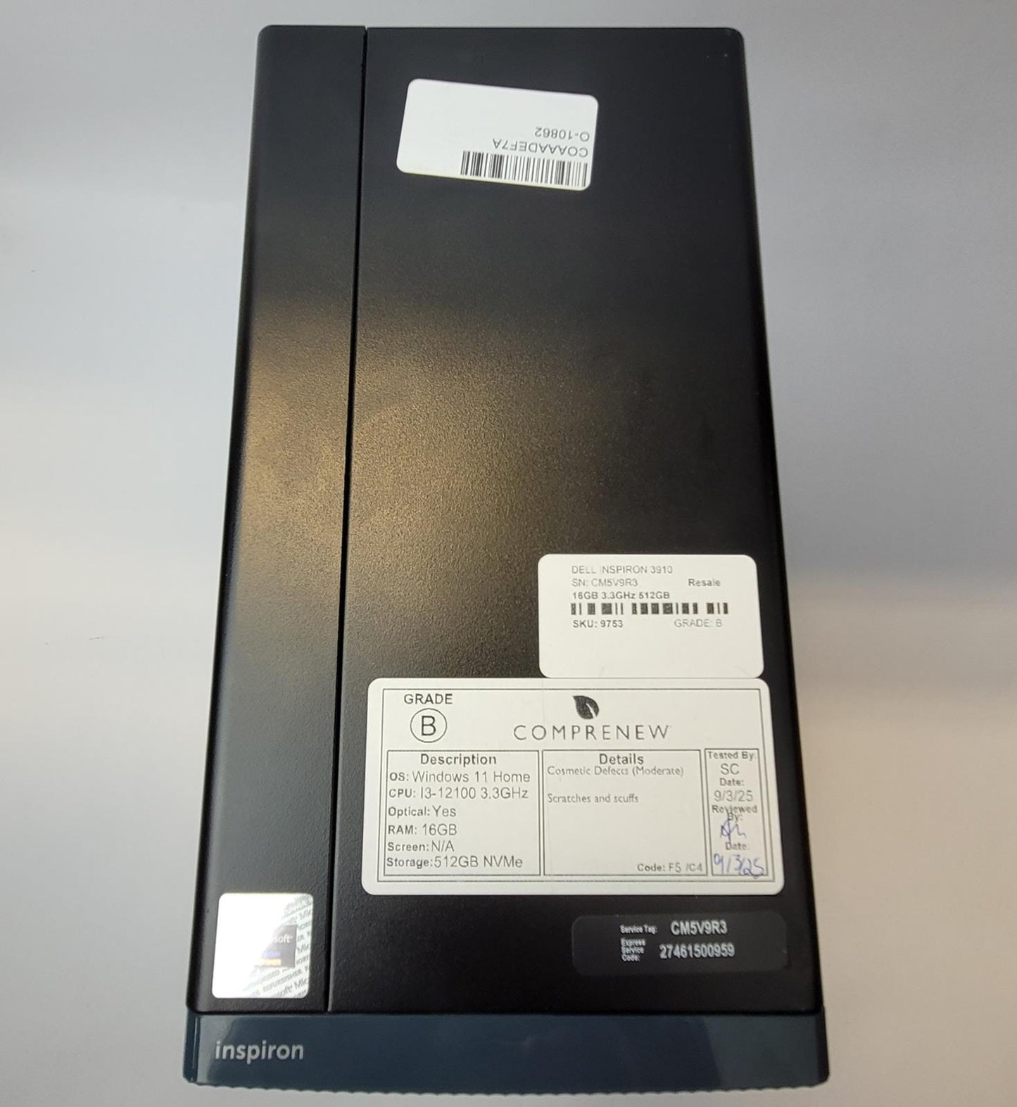 DELL INSPIRON 3910 Windows 11 Home I3-12100 16GB RAM 512GB NVME | Grade B