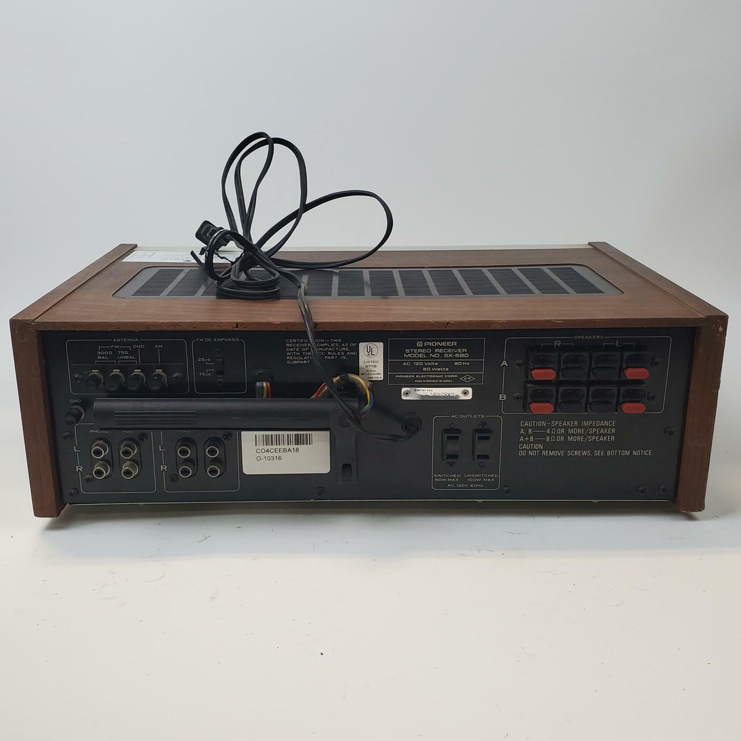 Pioneer SX-580 Stereo Receiver | Grade F