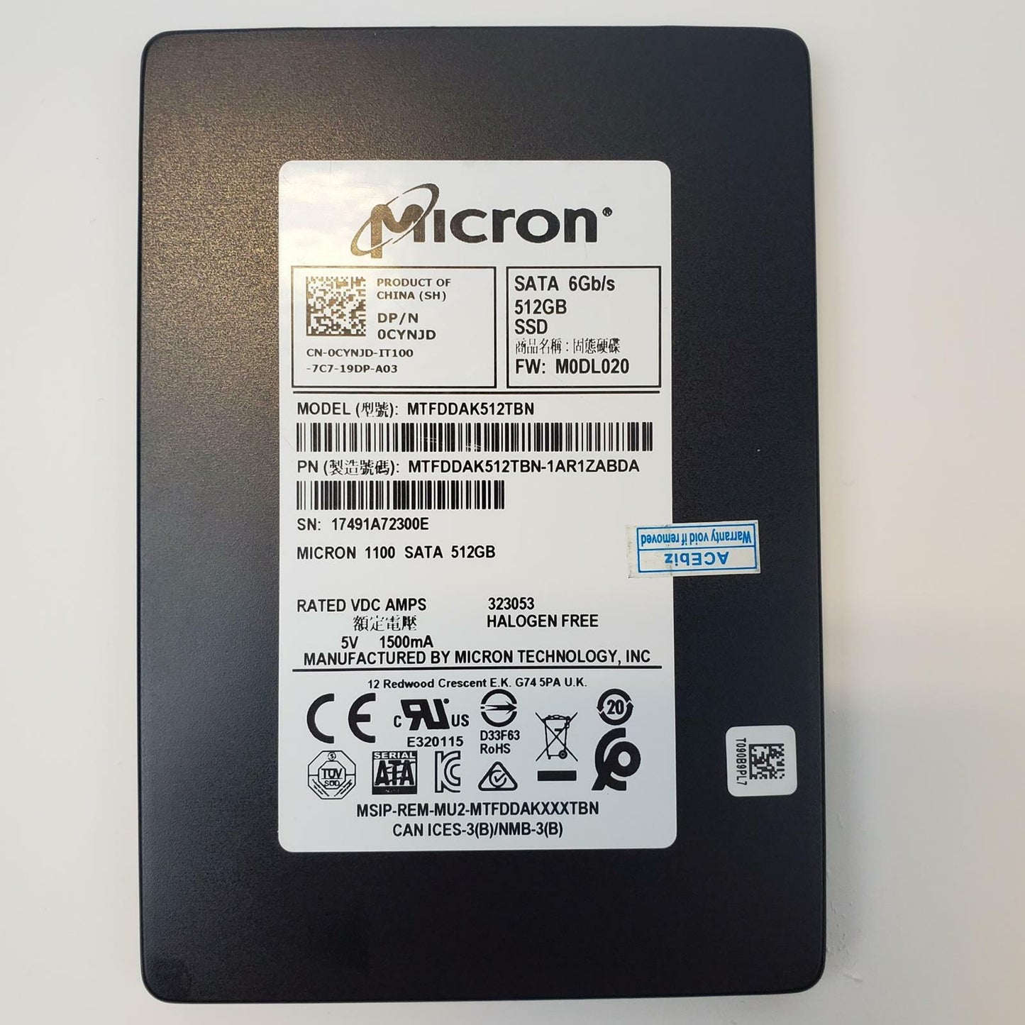 Micron MTFDDAK512TBN 512GB 2.5" SATA Internal SSD | Grade A