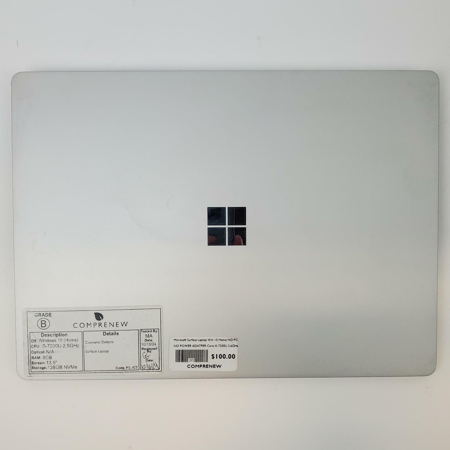 Microsoft Surface Laptop 1769 Win 10 Home i5-7200U 8GB RAM 128GB NVMe | Grade B