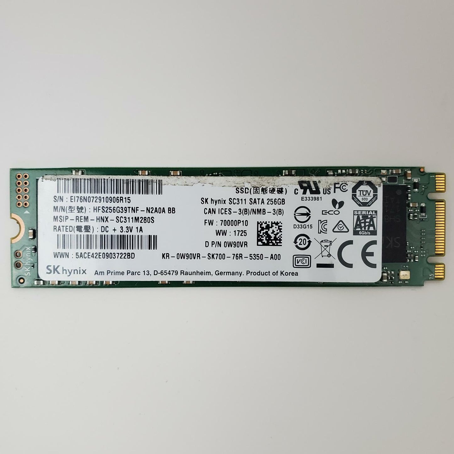 SK Hynix HFS256G39YNF-N2A0A 256GB 2280 Gen3 M.2 Internal SSD | Grade A