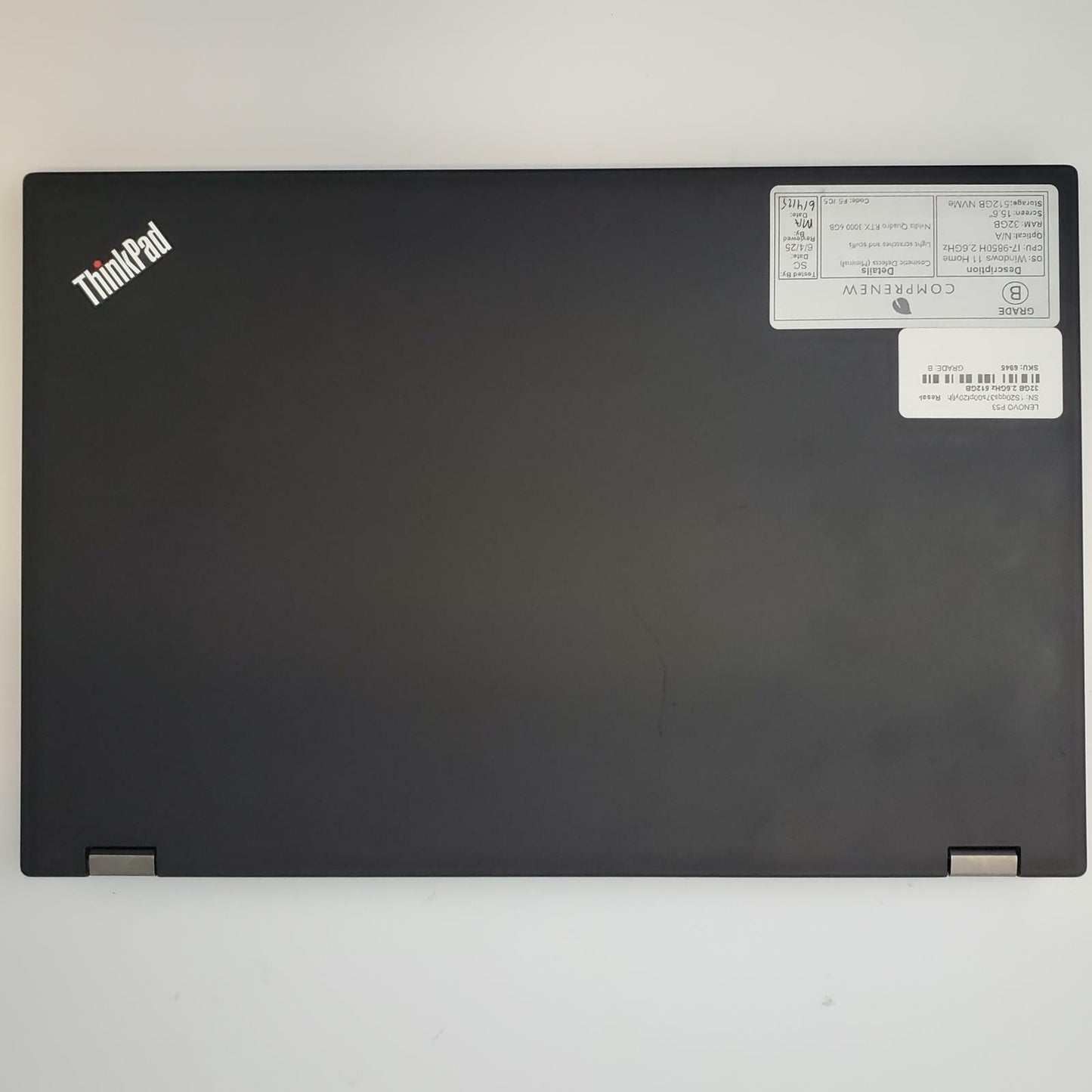 LENOVO P53 Win 11 Home i7-9850H 32GB RAM 512GB NVMe 6GB GPU | Grade B