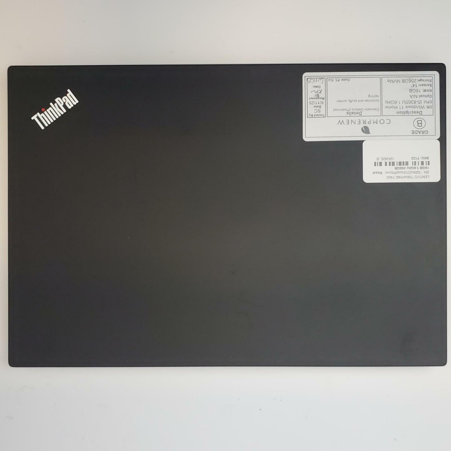 LENOVO THINKPAD T490 Win 11 Home i5-8365U 16GB RAM 256GB NVME | Grade B | 7123