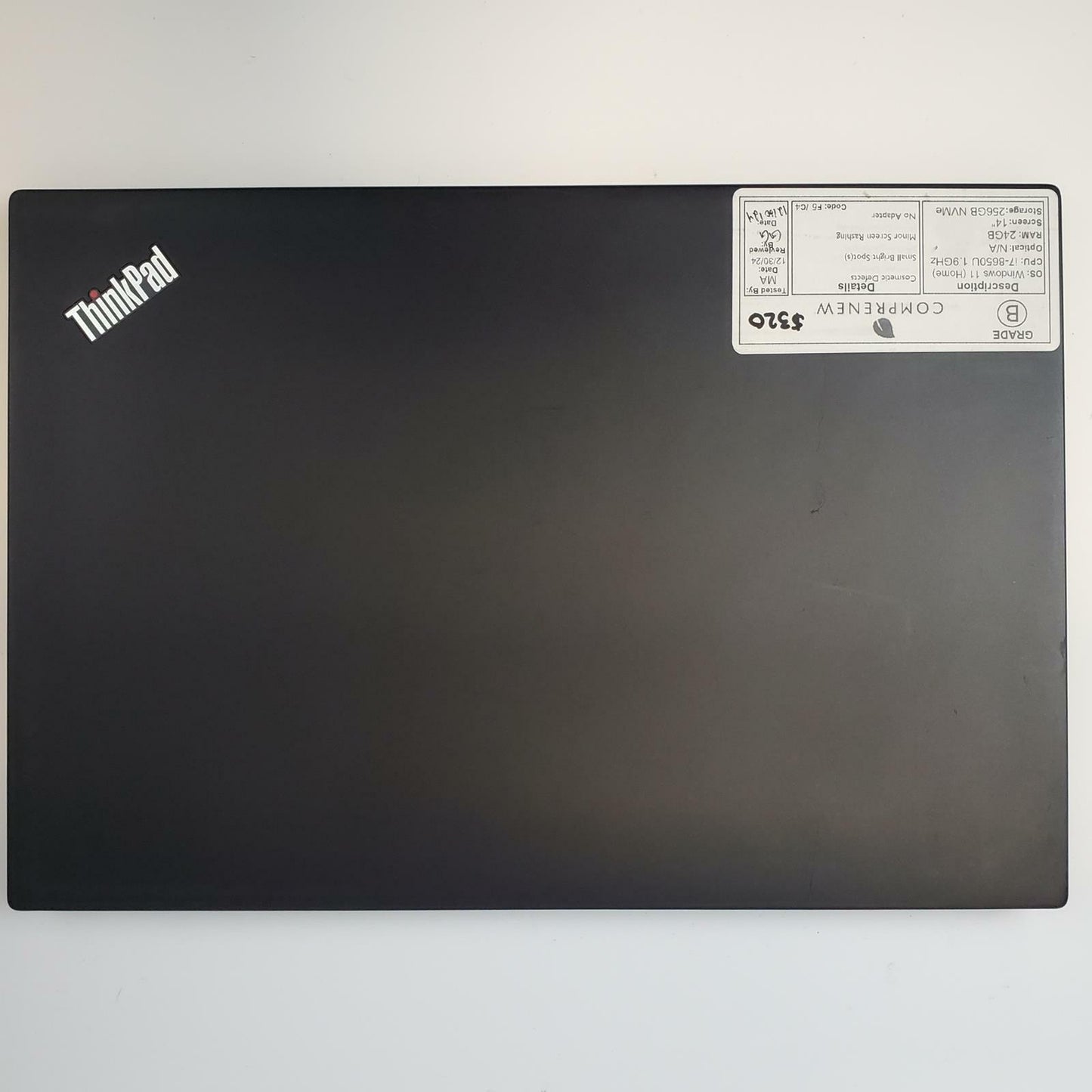 Lenovo ThinkPad T480S Win 11 Home i7-8650U 24GB RAM 256GB NVMe | Grade B
