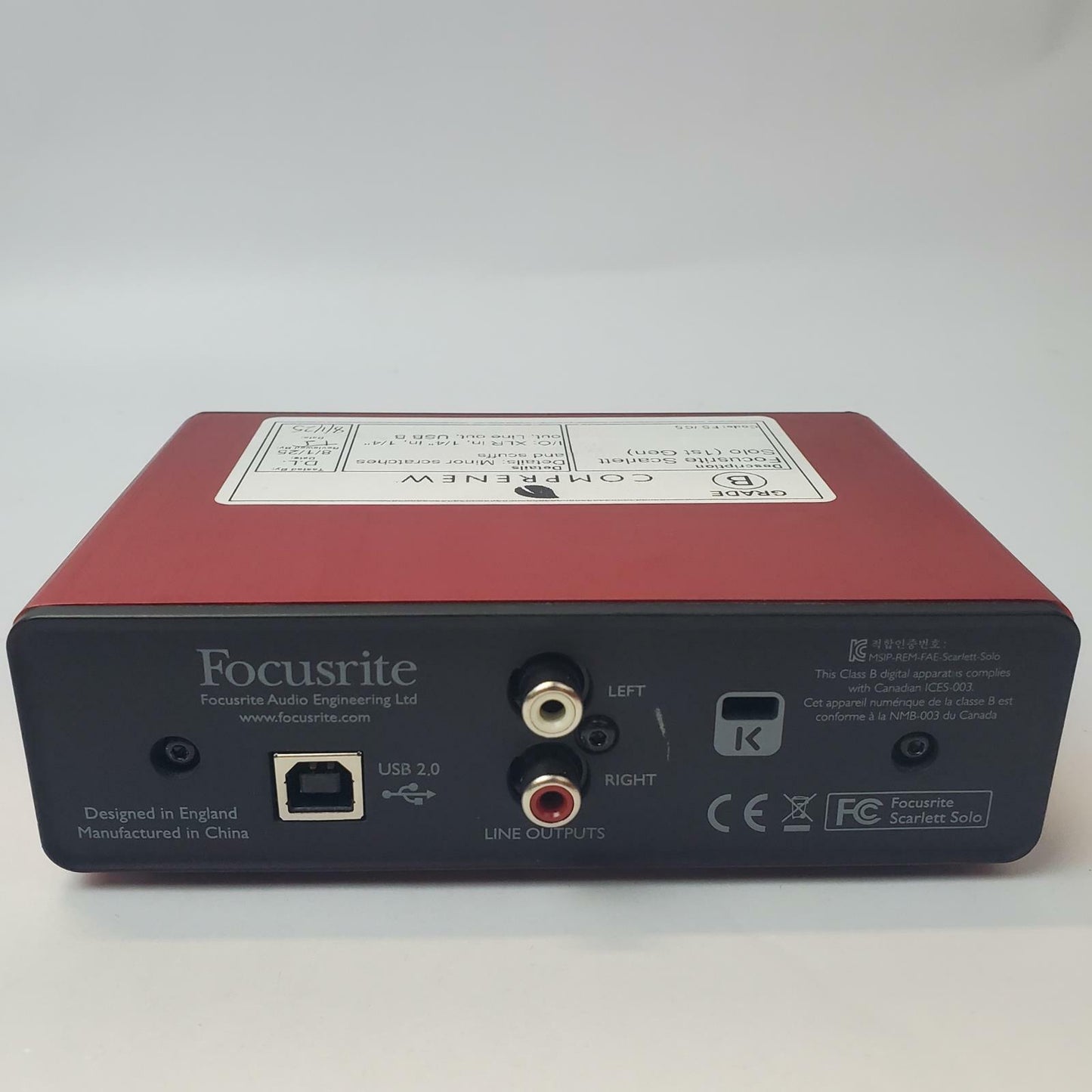 Focusrite Scarlett Solo 1st Gen USB Audio Interface | Grade B
