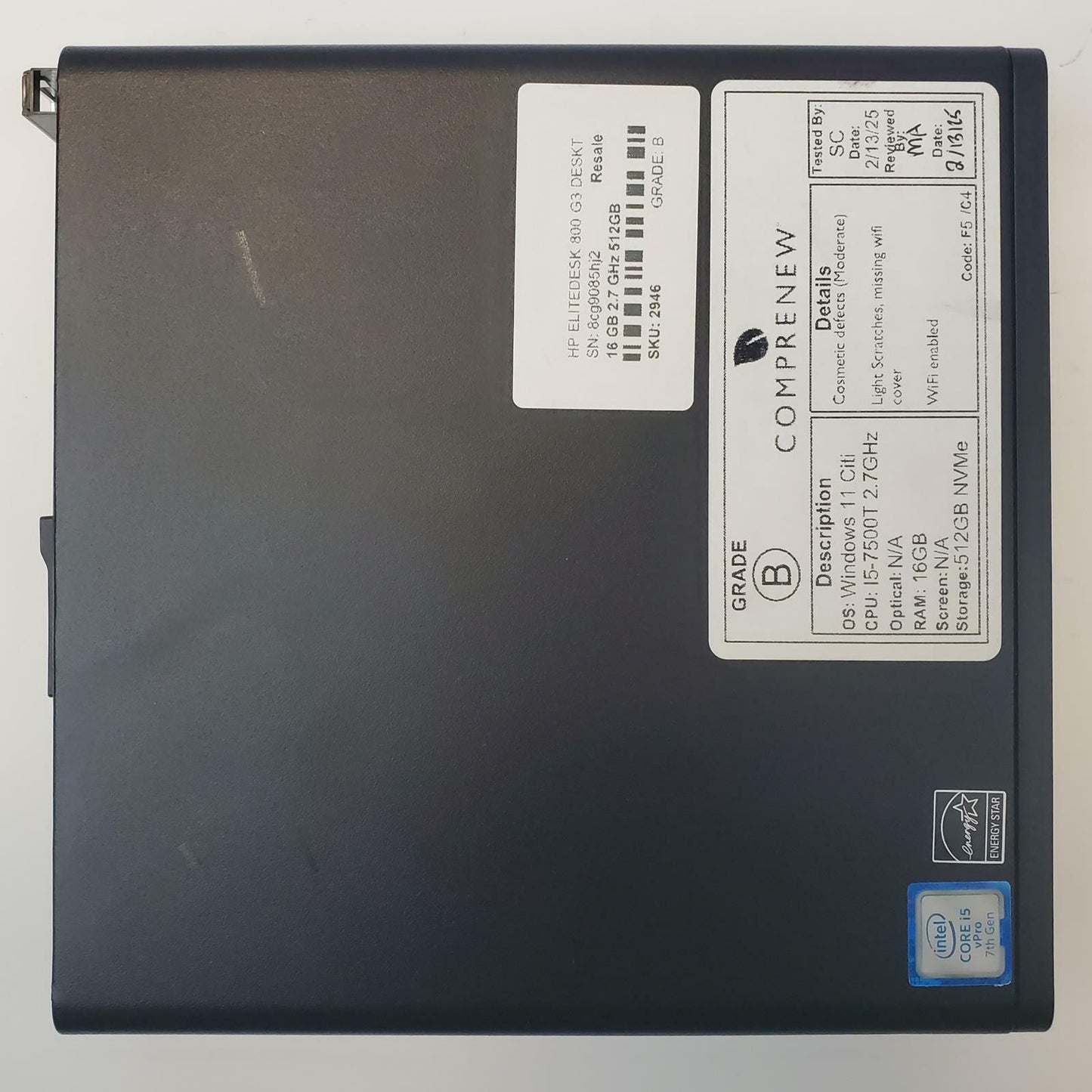 HP EliteDesk 800 G3 Win 11 Pro i5-7500T 16GB RAM 512GB NVMe | Grade B