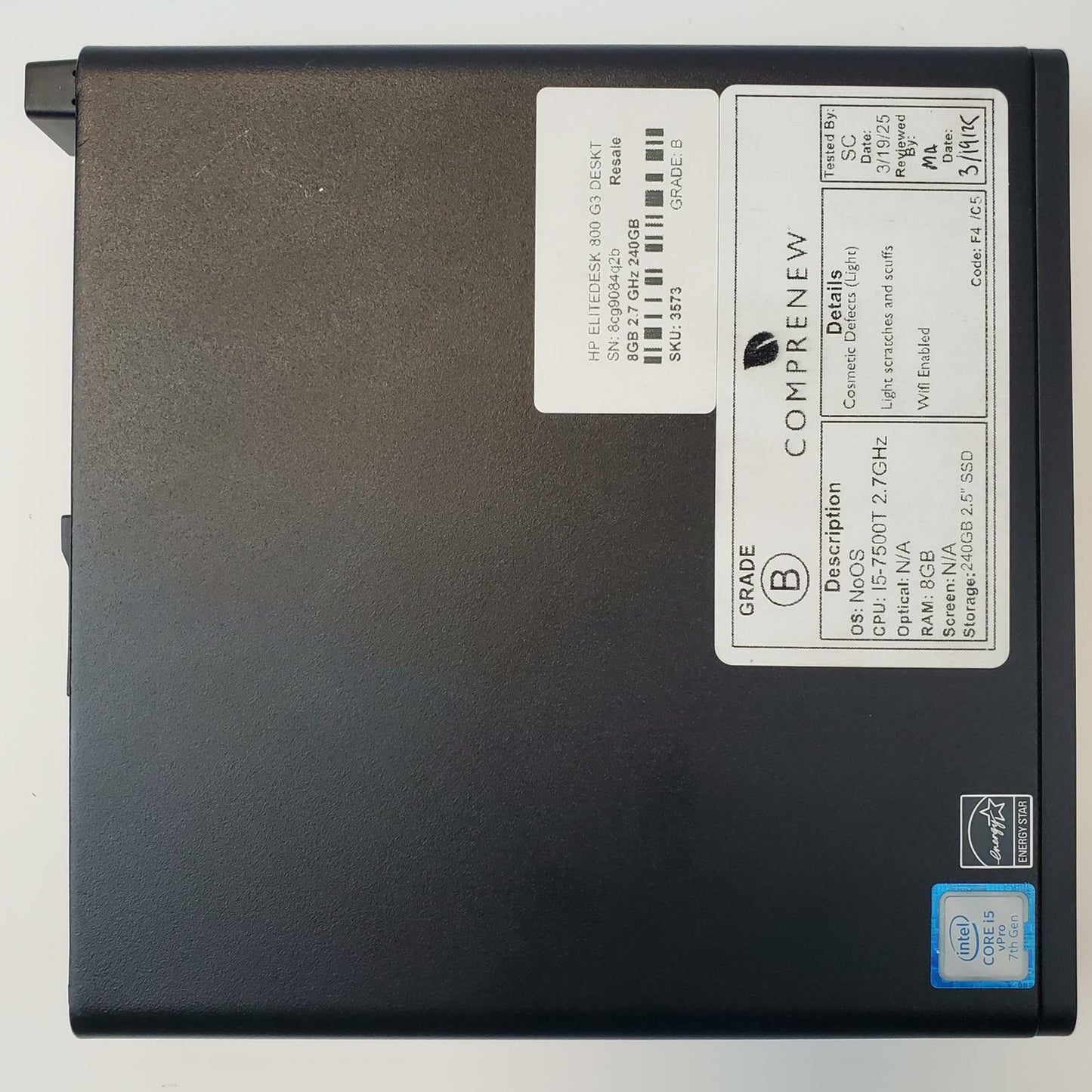 HP EliteDesk 800 G3 No OS i5-7500T 8GB RAM 240GB SSD | Grade B