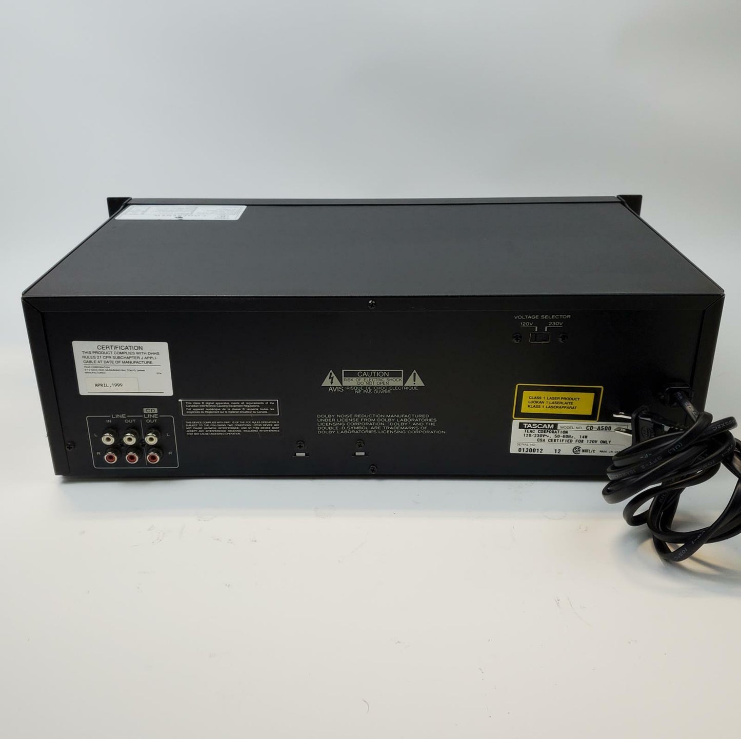 Tascam CD-A500 Rack Mount Cassette Deck/CD Player | Grade B
