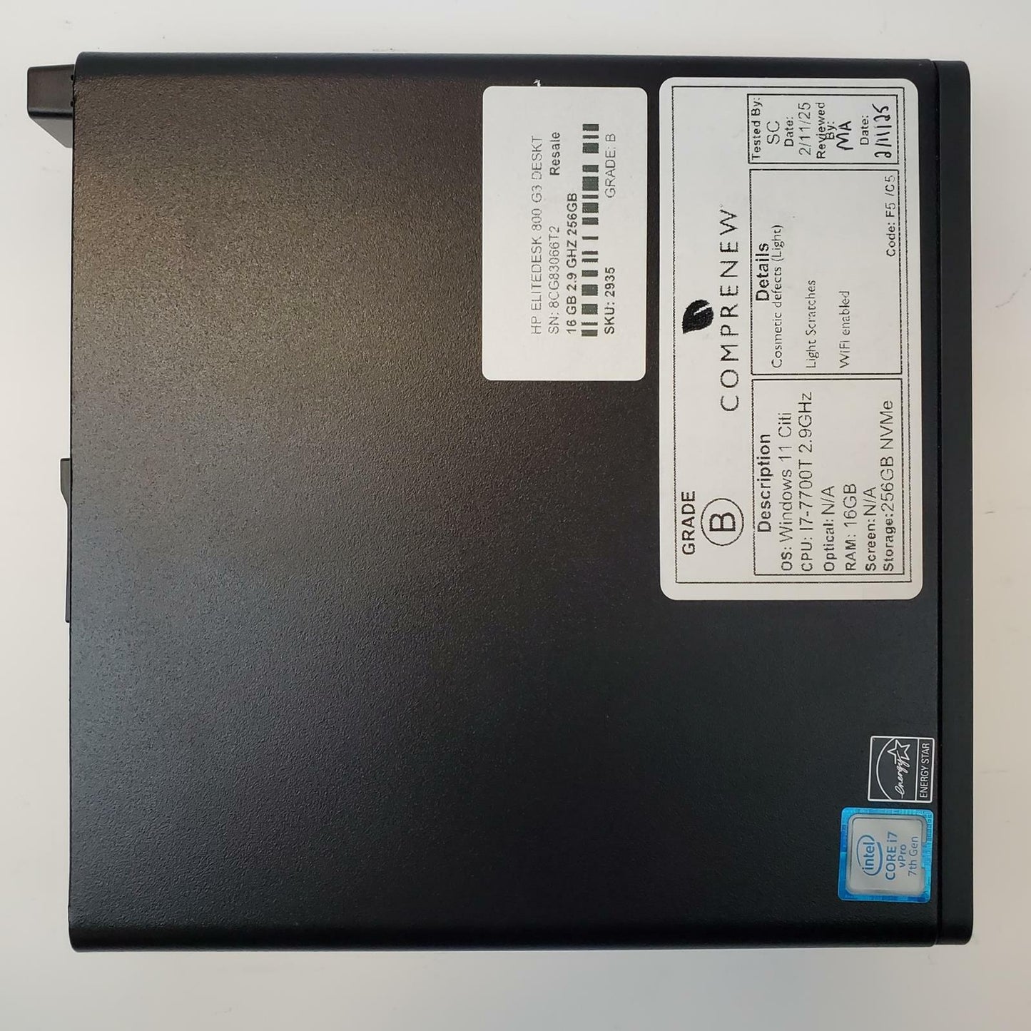 HP EliteDesk 800 G3 Win 11 Pro i7-7700T 16GB RAM 256GB NVMe | Grade B