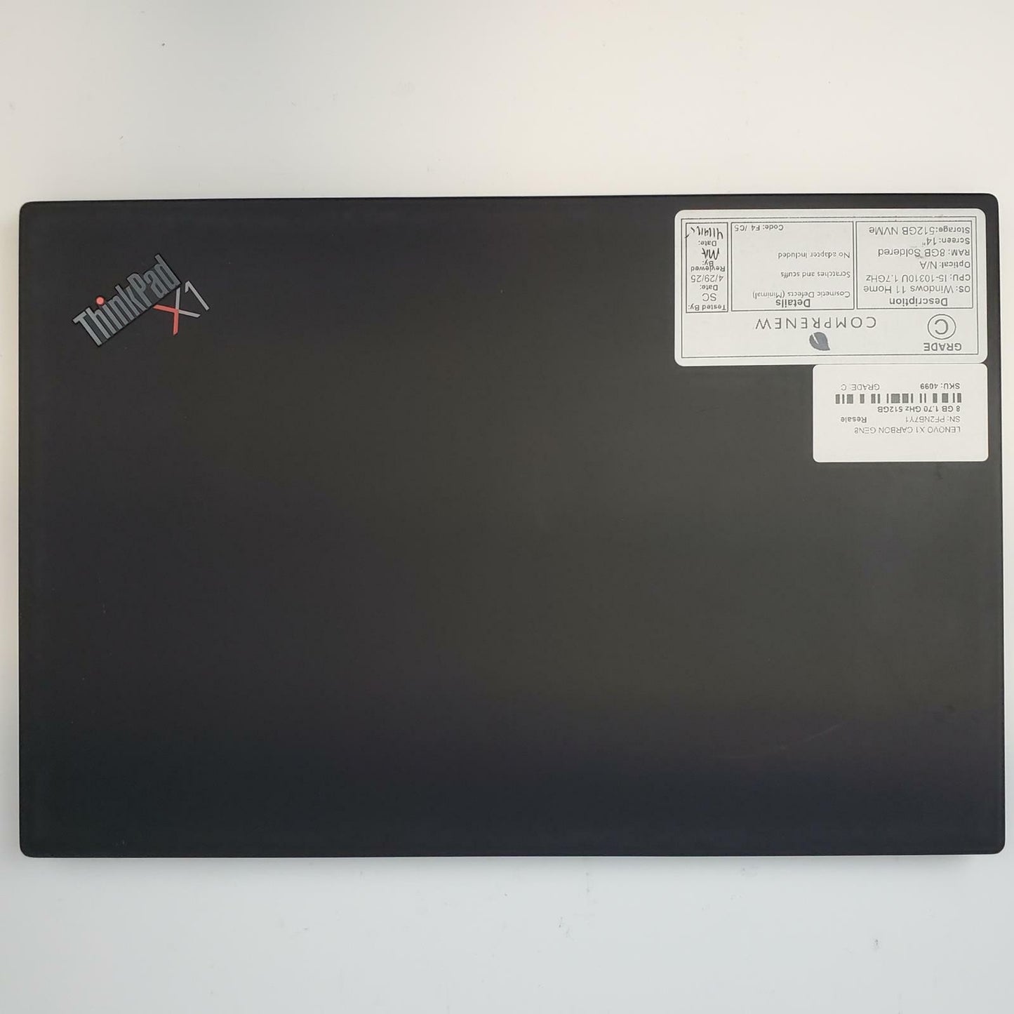 Lenovo ThinkPad X1 Carbon Gen8 Win11 i5-10310U 8GB RAM 512GB NVMe | Grade C