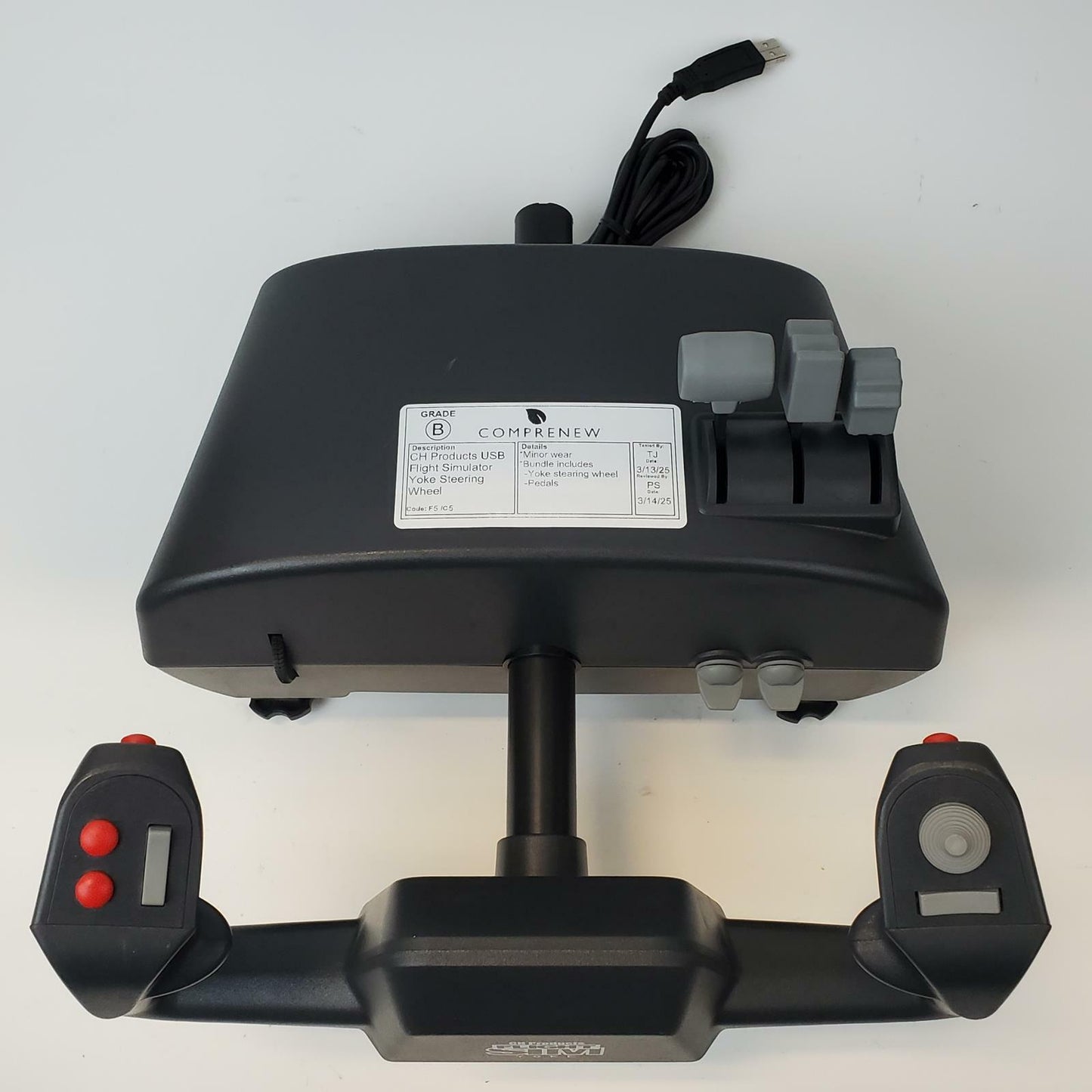 CH Products USB Flight Simulator Yoke Steering Wheel + Pedals | Grade B