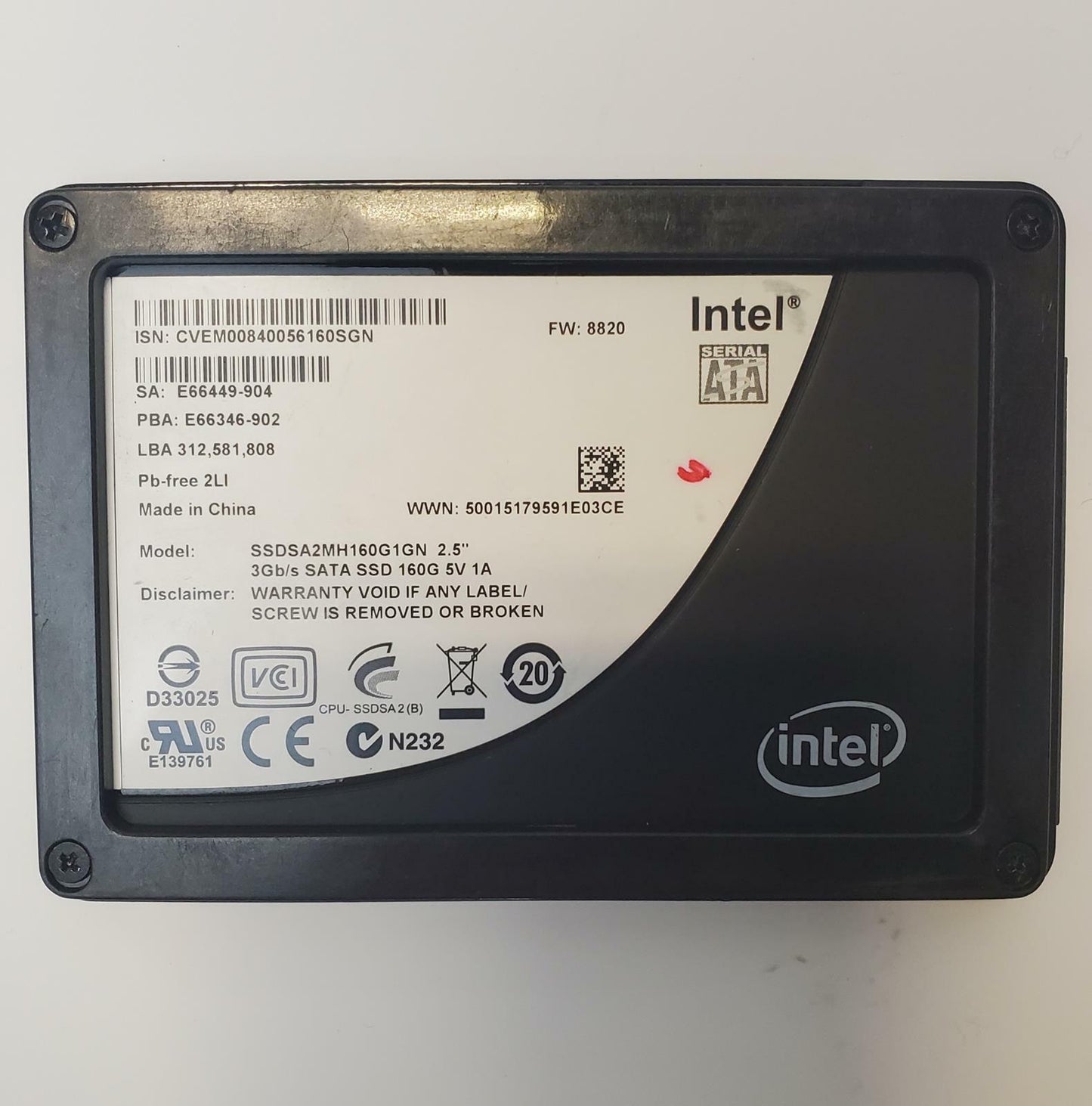 Intel SSDSA2MH160G1GN 160GB 2.5" SATA Internal SSD | Grade A