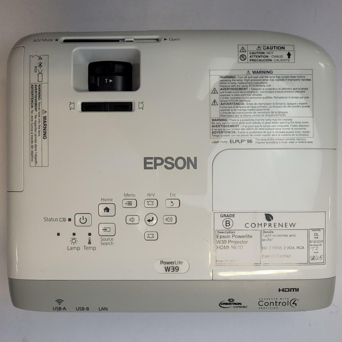 EPSON POWERLITE W39 Digital Projector | Grade B | 9991