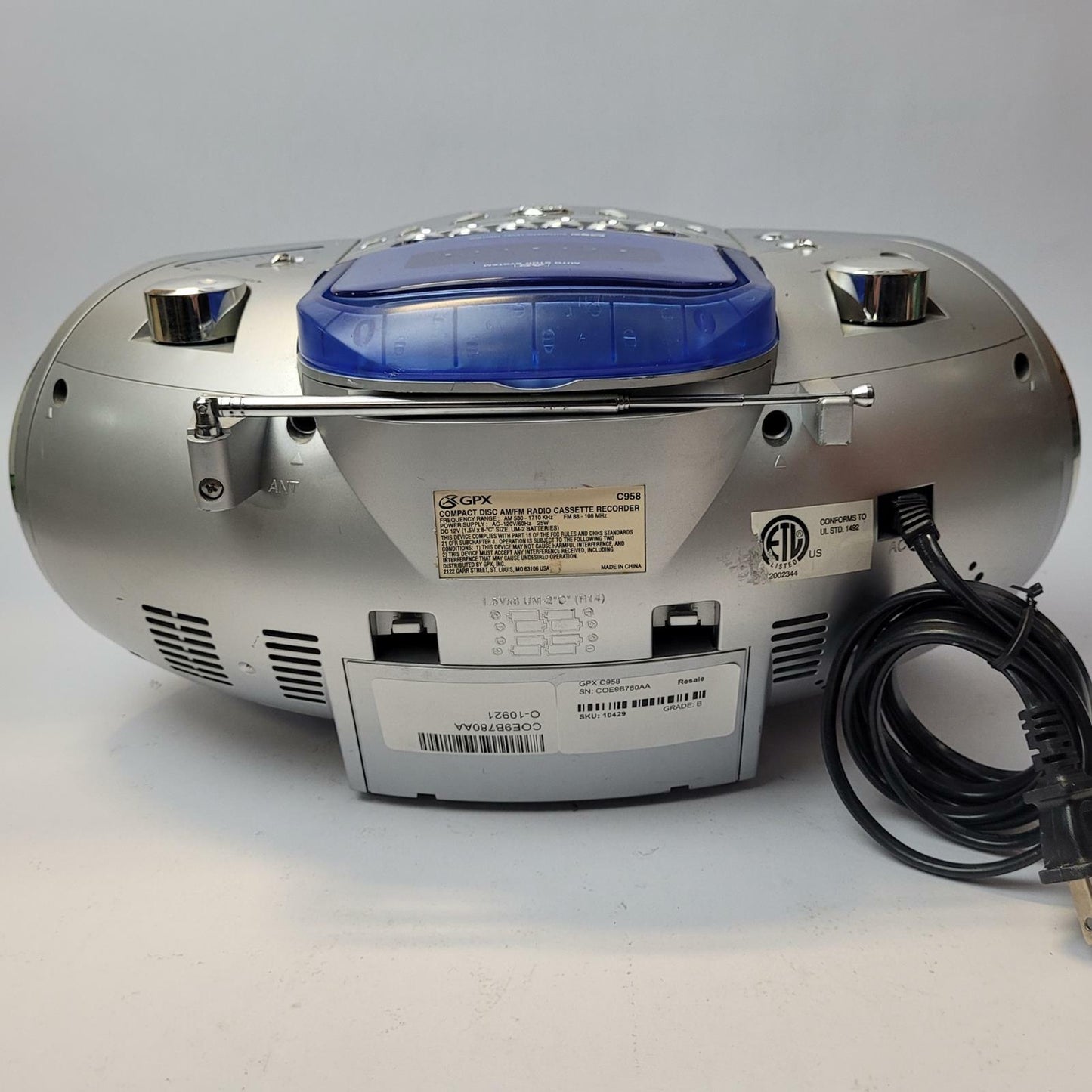 GPX C958 CD/Cassette/Radio Boombox | Grade B