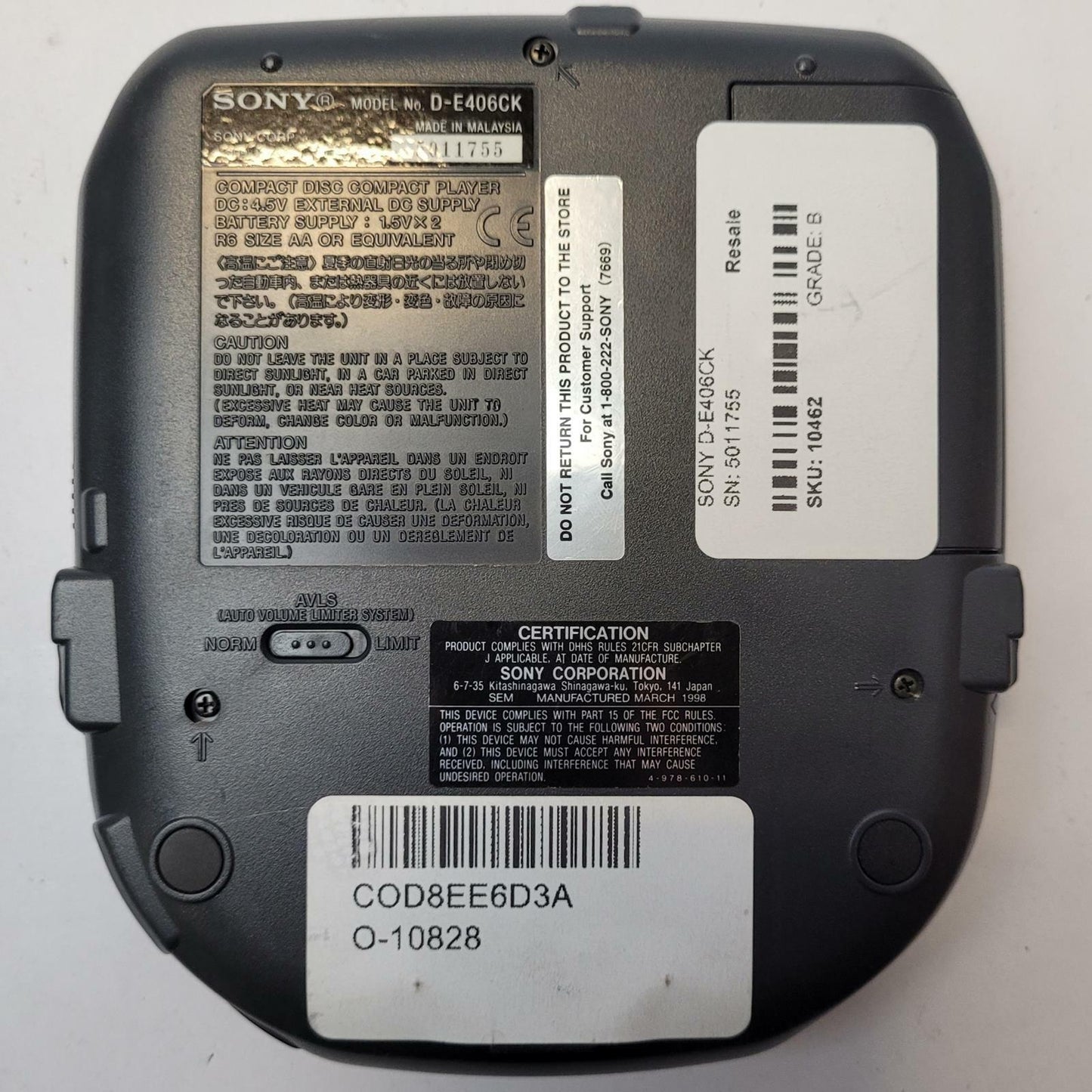 SONY D-E406CK Discman ESP2 | Grade B
