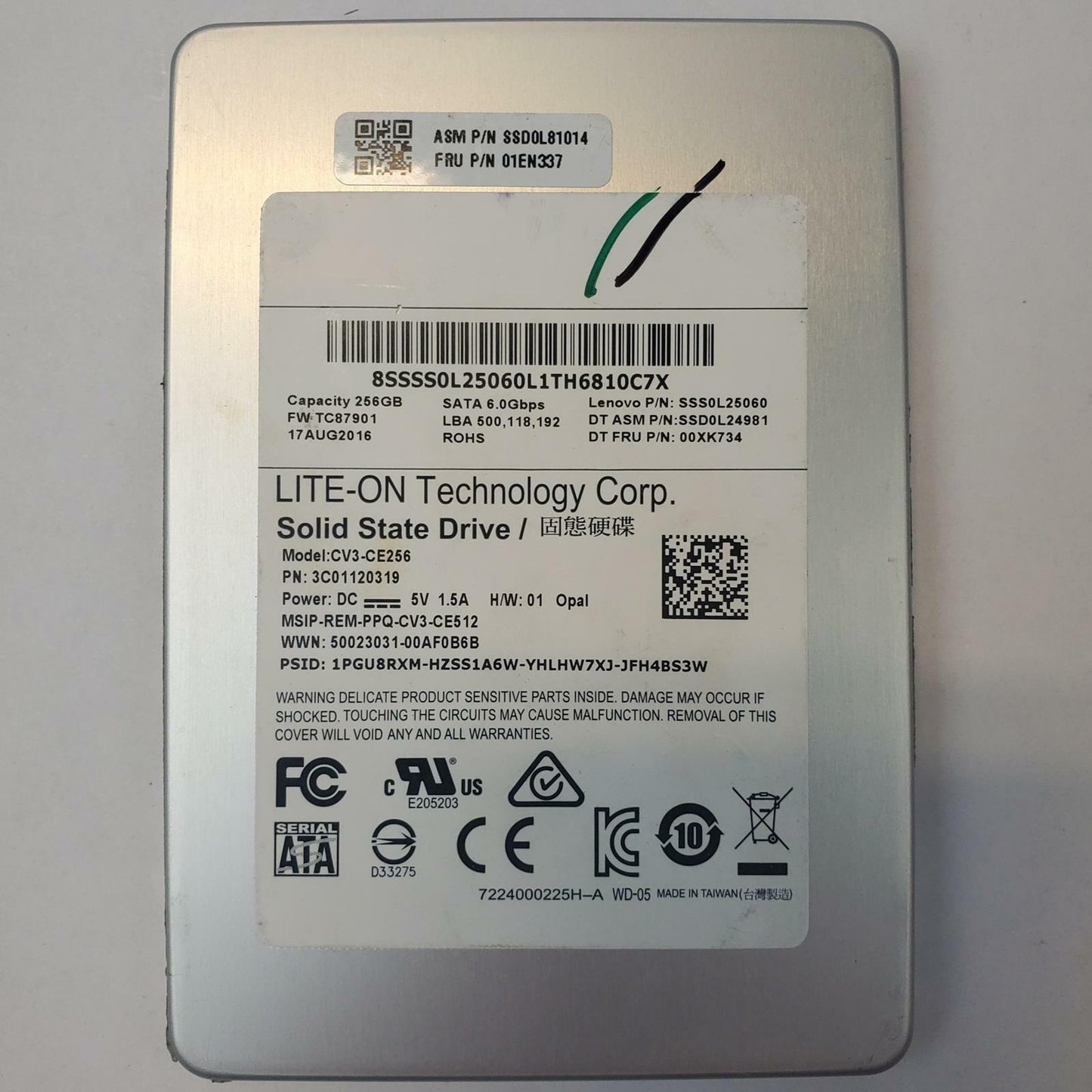 LITE-ON CV3-CE256-11 256GB 2.5" SATA Internal SSD | Grade A