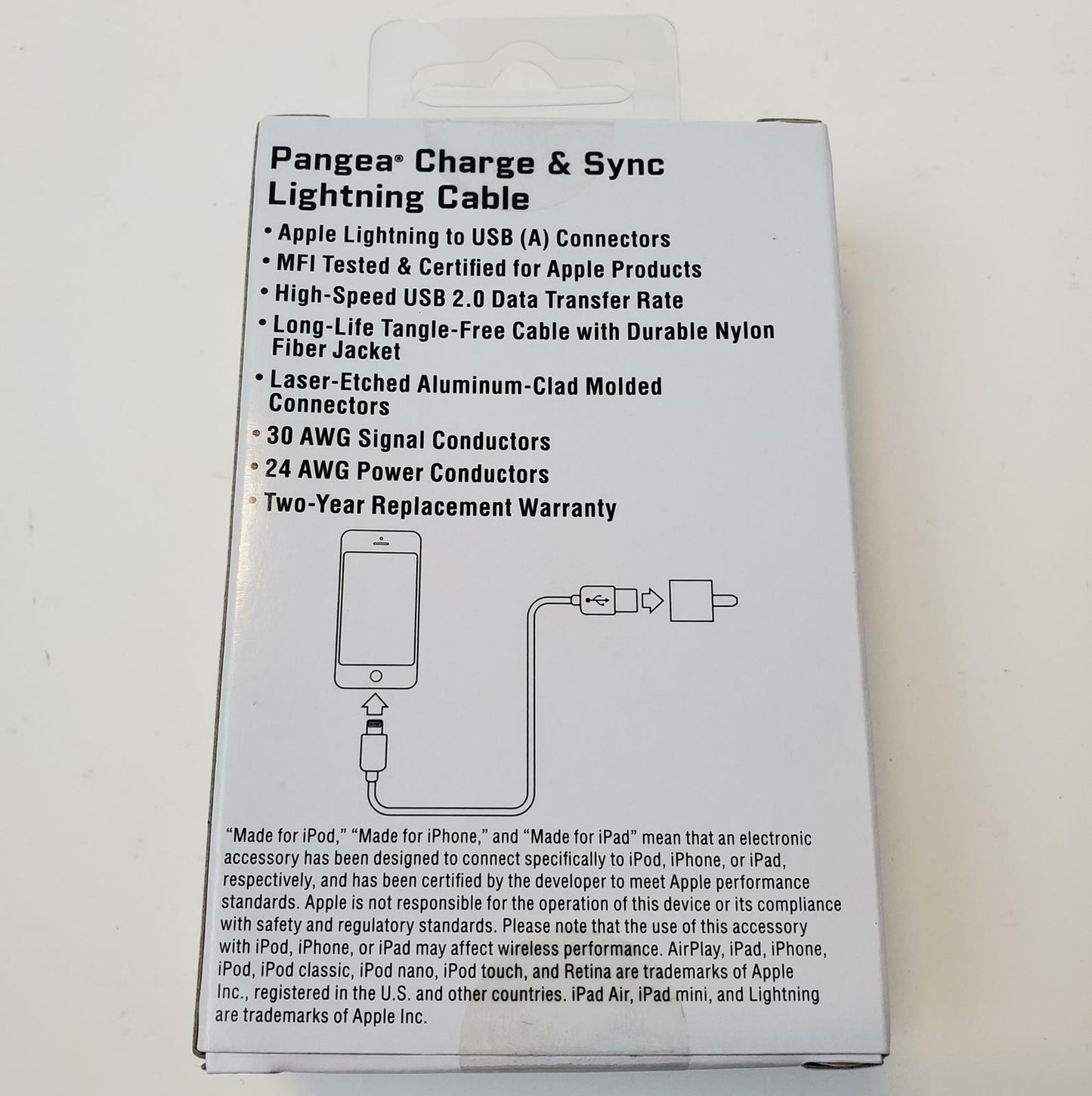 Pangea Audio 8-Pin Phone Charger Cable 4ft. Lot of 100 (White) | Grade A