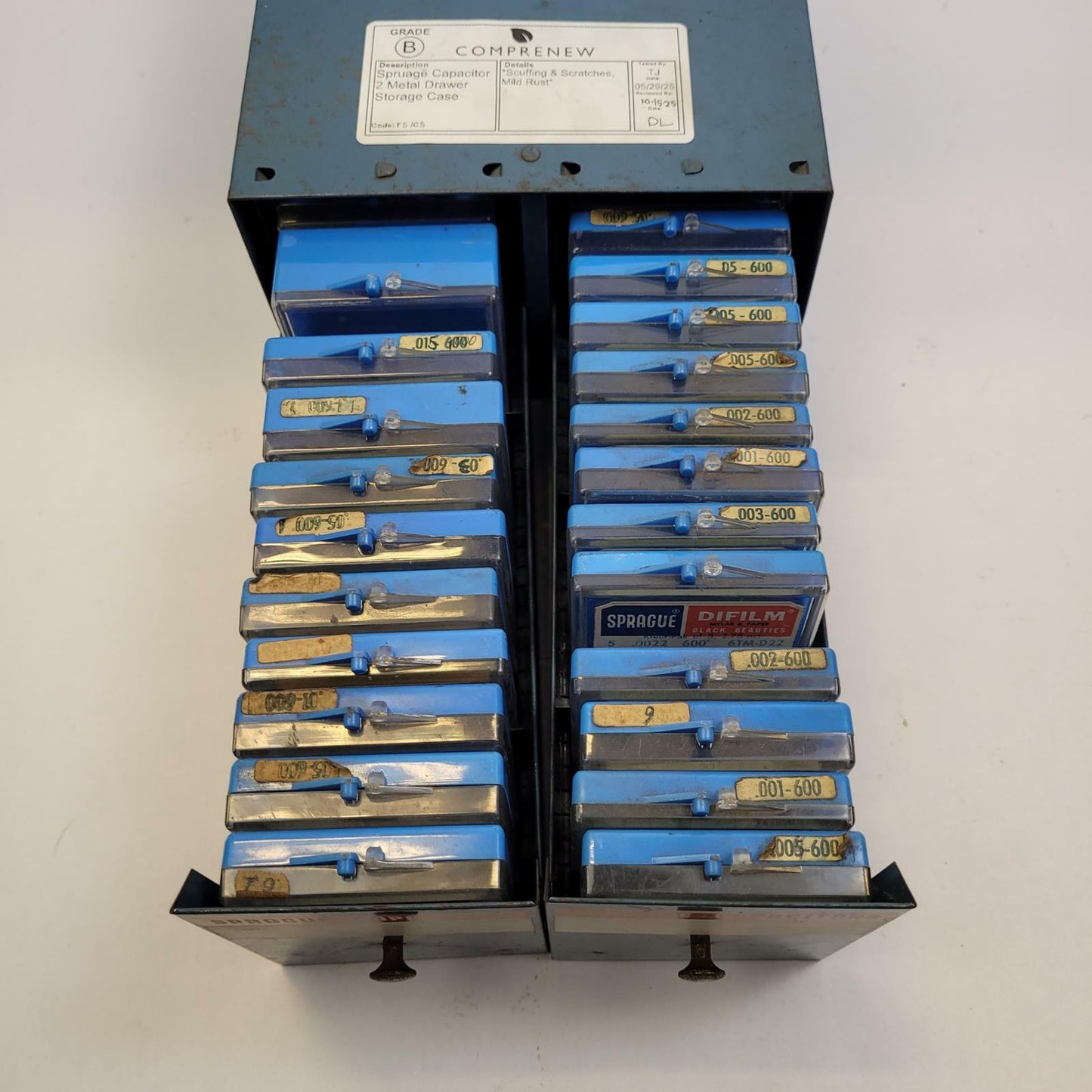 Sprague Capacitor 2 Metal Drawer Storage Case | Grade B