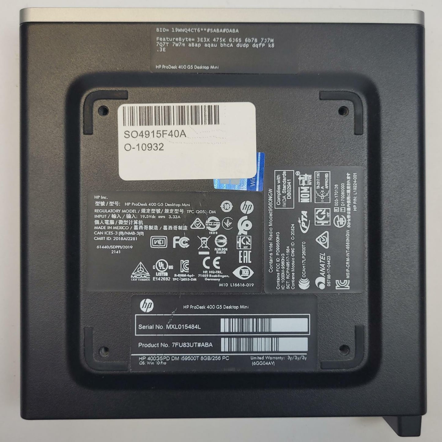HP PRODESK 400 G5 Win 11 Home I5-9500T 16GB RAM 256GB NVME | Grade B | 10616