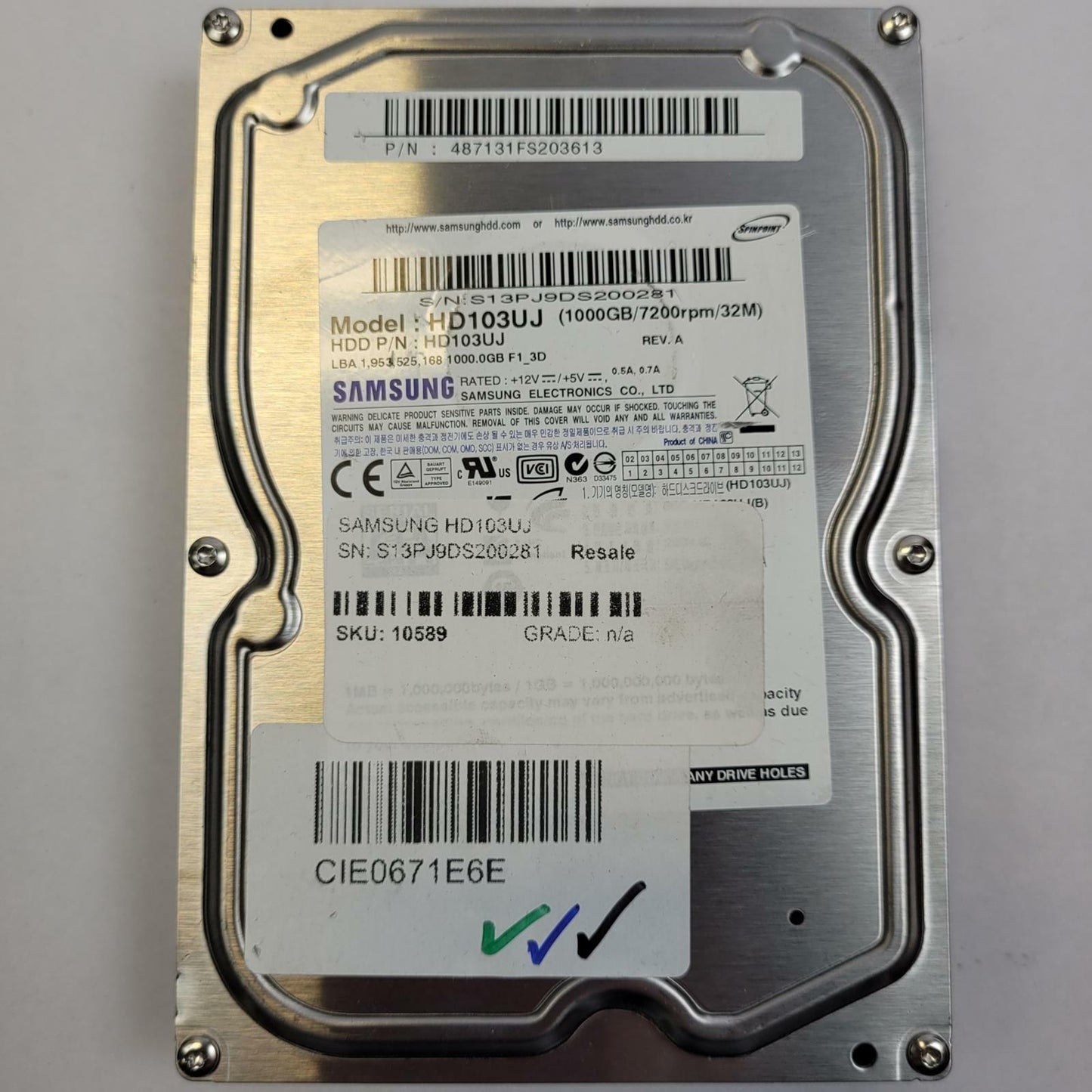 SAMSUNG HD103UJ 1TB 3.5" SATA Internal HDD | Grade A