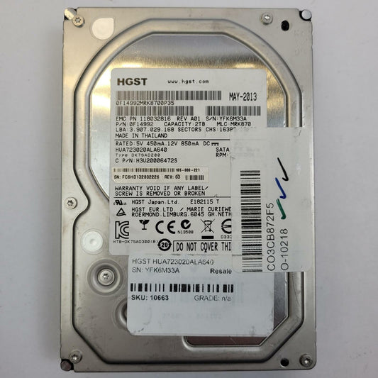 HGST HUA723020ALA640 2TB 3.5" SATA Internal HDD | Grade A