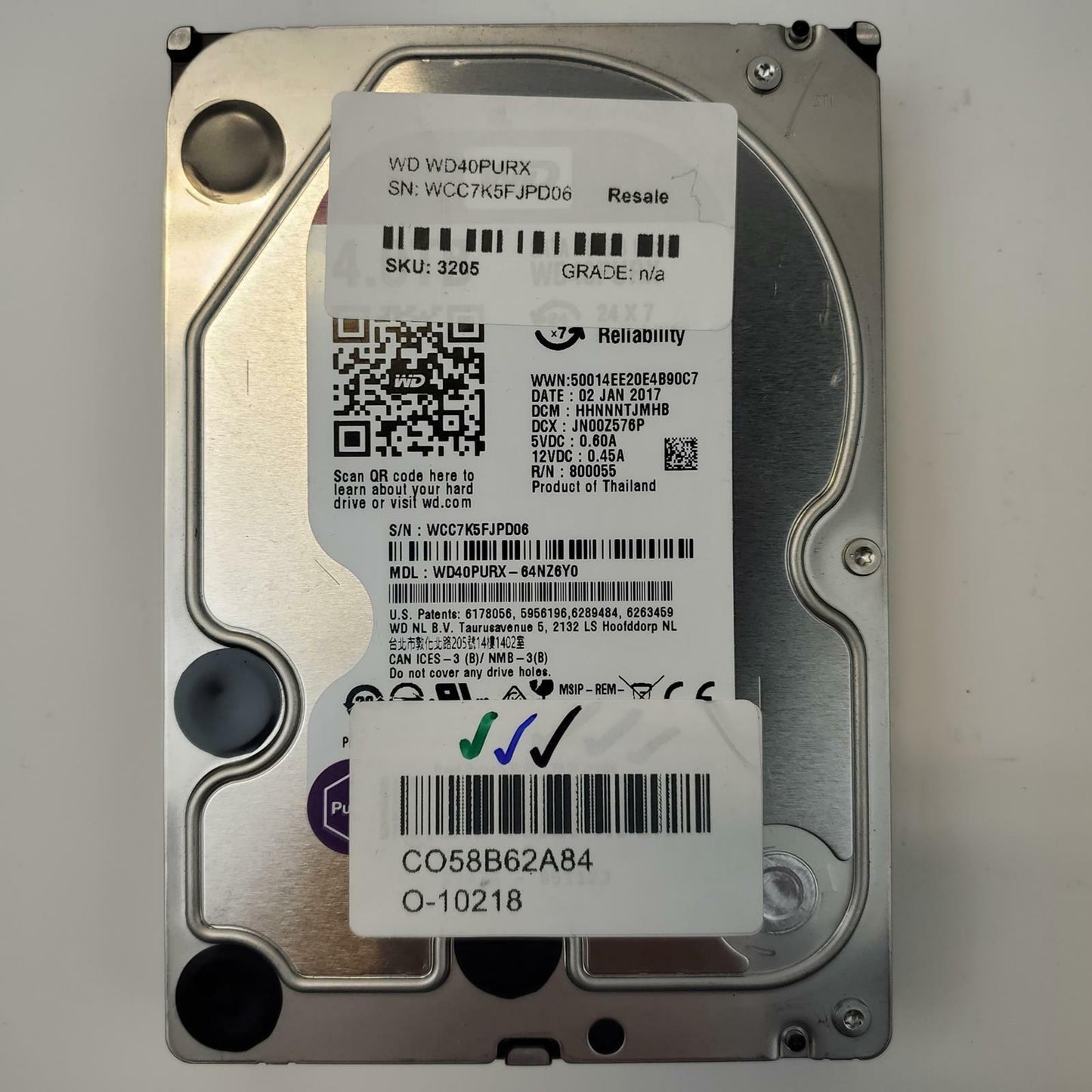 Western Digital WD40PURX 2TB 3.5" SATA Internal HDD | Grade A | 10691