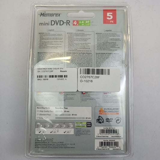 MEMOREX MINI DVD-R 5PK | Grade A