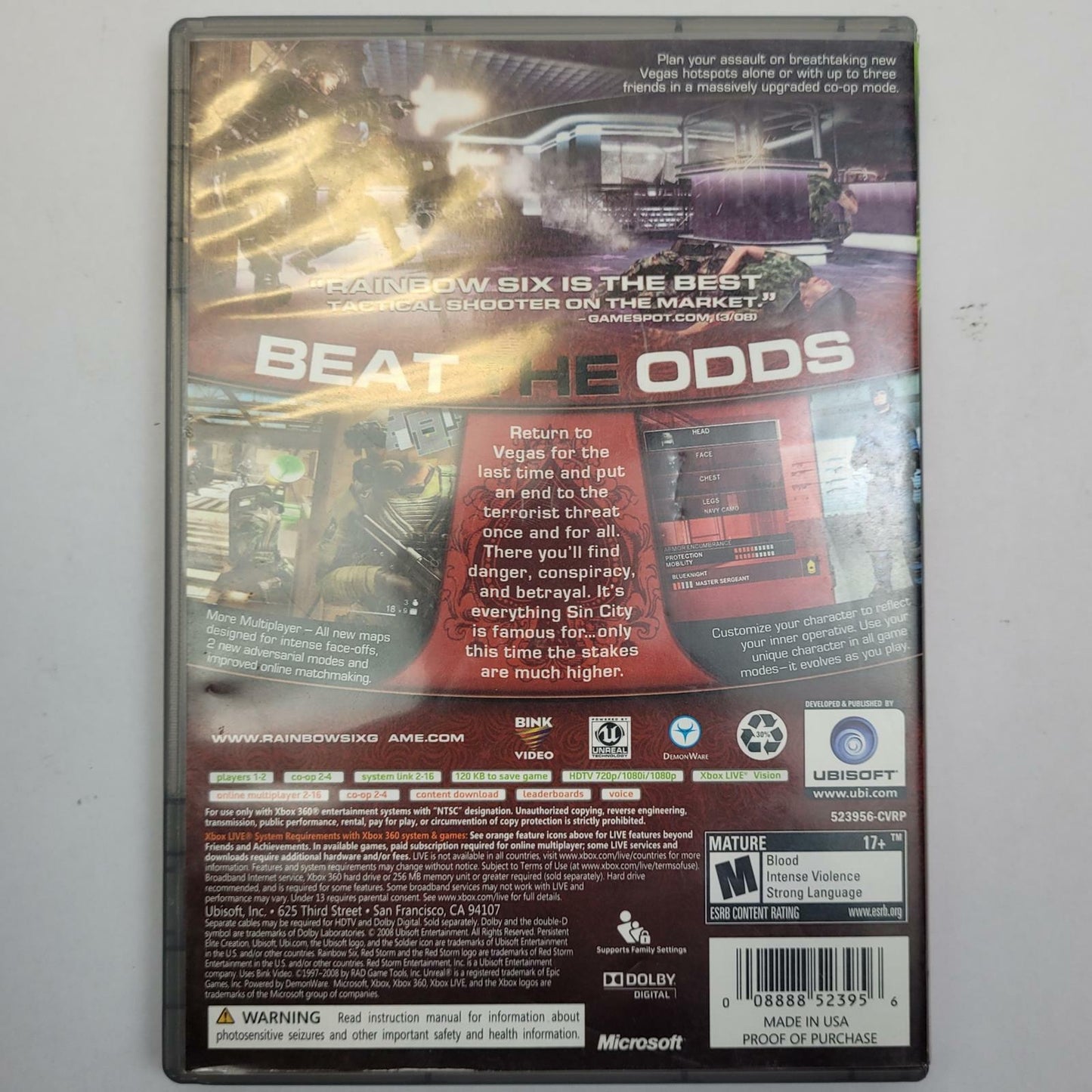 Xbox 360 Game: Rainbow Six Vegas 2 | grade B