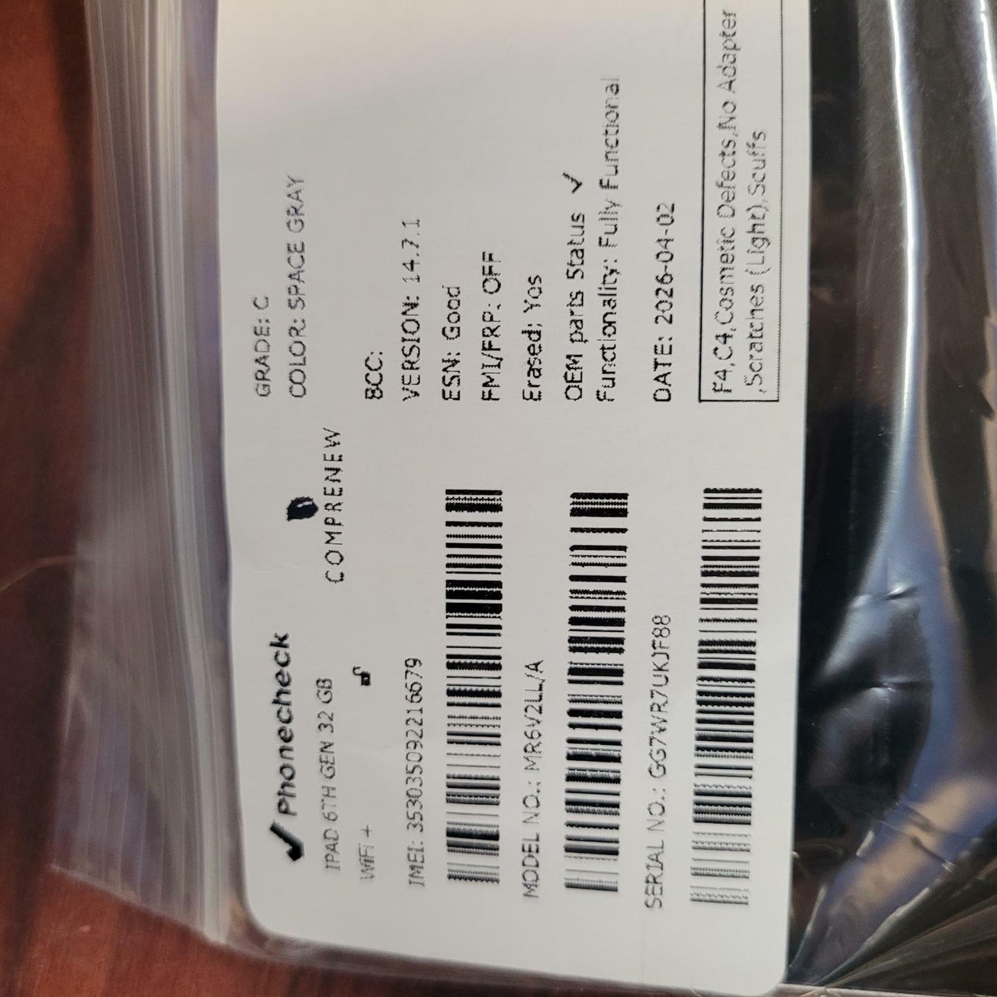 APPLE IPAD 6TH GEN MR6V2LL/A 32GB Tablet SPACE GRAY | Grade C