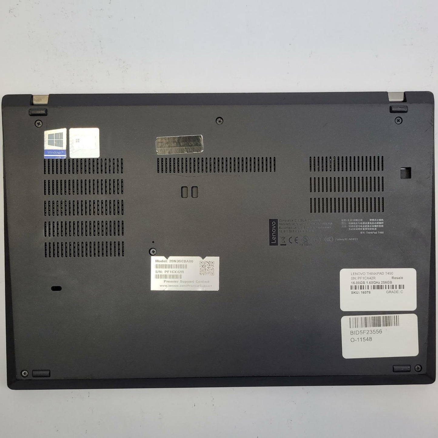 LENOVO THINKPAD T490 Win 11 i5-8365U 16GB RAM 256GB NVME | Grade C | 16078