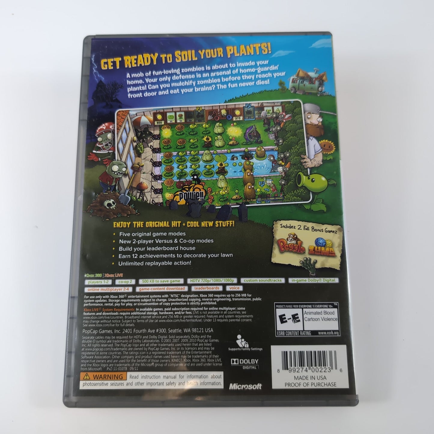 Microsoft Xbox 360 Game - Plants vs Zombies | Grade B