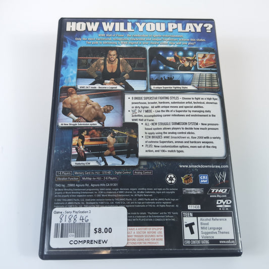Sony PlayStation 2 Game - Smack Down vs RAW 2008 | Grade B