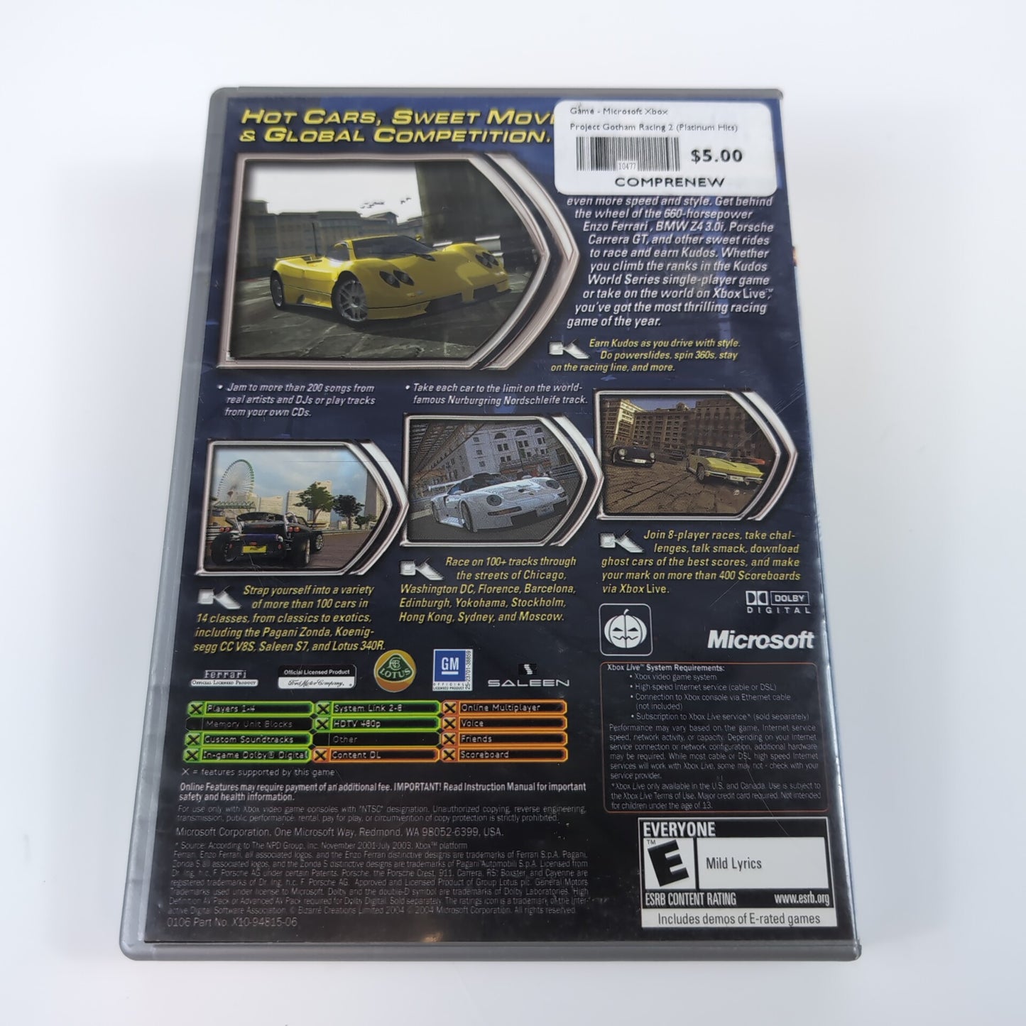 Microsoft Xbox Game - Project Gotham Racing 2 (Platinum Hits) | Grade B