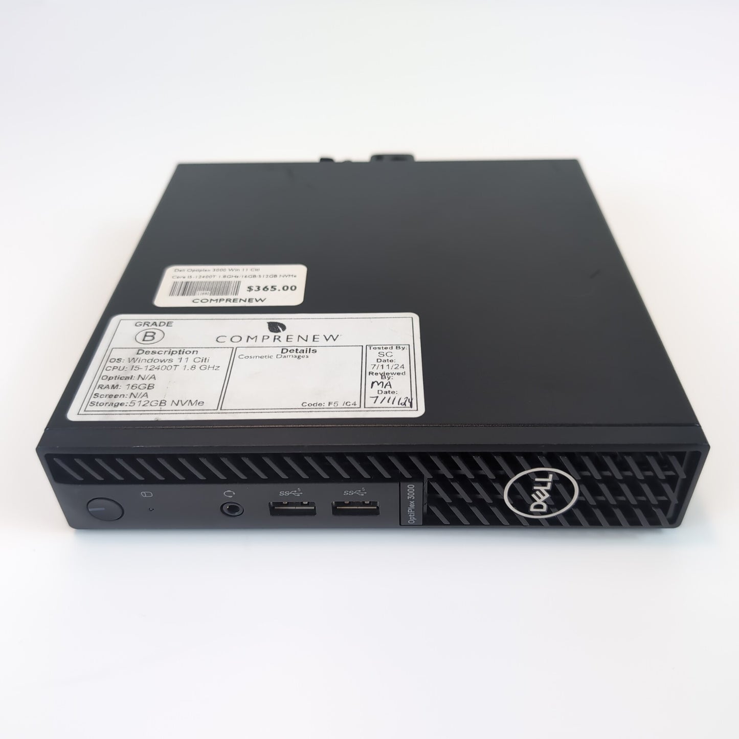 Dell Optiplex 3000 USFF Win 11 Citi Core i5-12400T 1.8GHz/16GB/512GB NVMe | Grade B