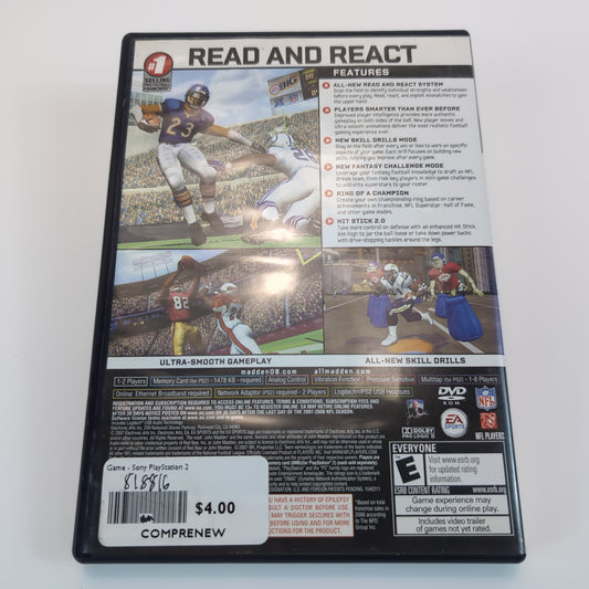 Sony PlayStation 2 Game - Madden 08 | Grade B