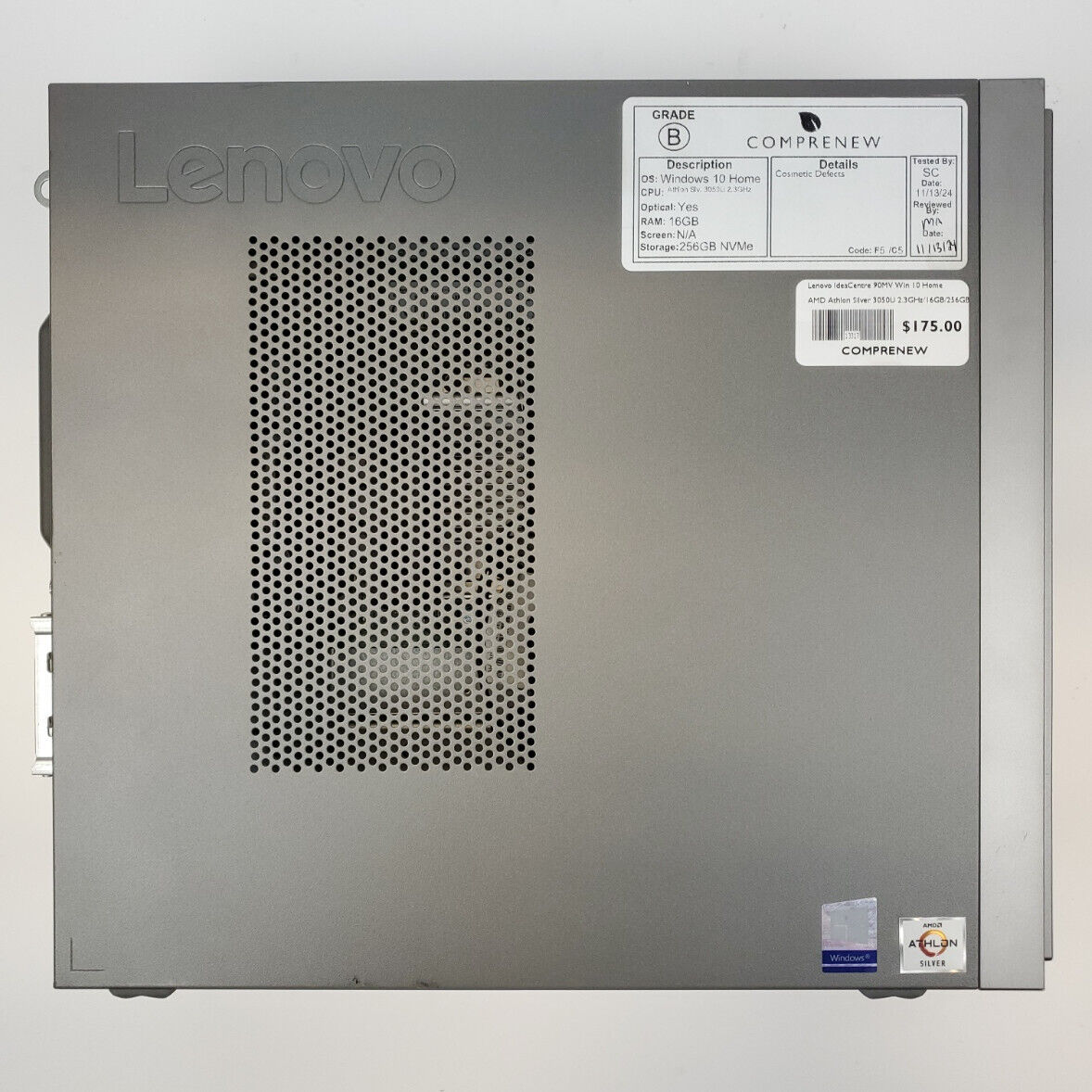 Lenovo IdeaCentre 90MV Win 10 Home Athlon Slv. 3050U 16GB RAM 256GB NVMe | Grade - ShopComprenew