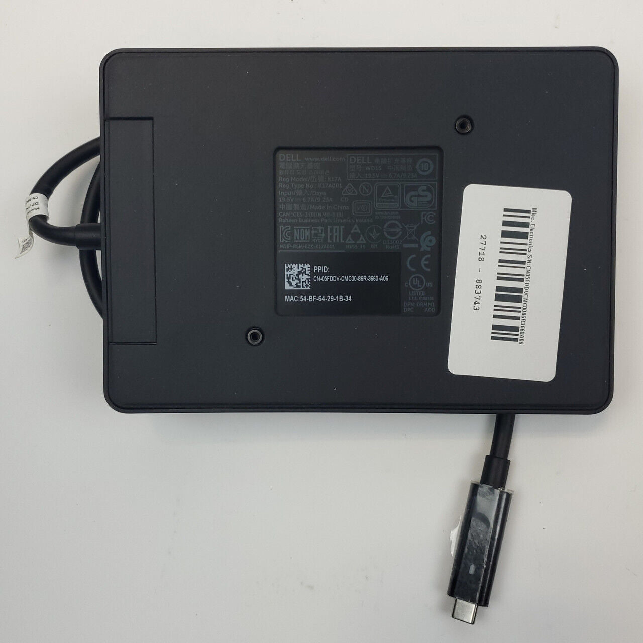Dell WD15 USB-C Docking Station | Grade A | 13078