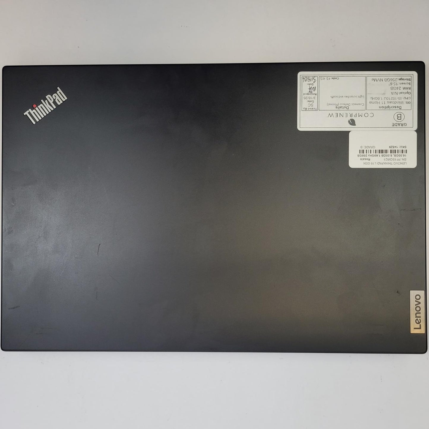 LENOVO THINKPAD L15 GEN 1 Win 11 i5-10210U 24GB RAM 256GB NVMe | Grade B