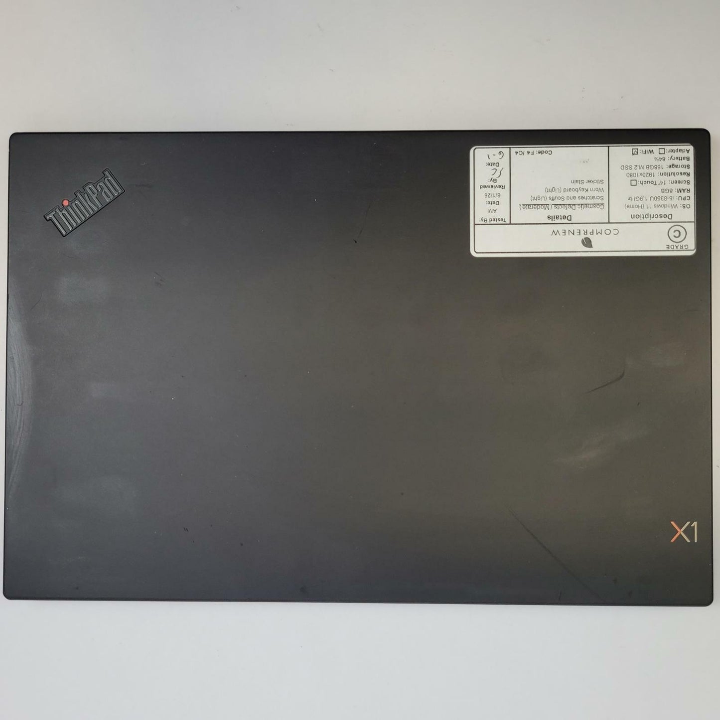 LENOVO THINKPAD X1 CARBON 6TH Win 11 i5-8350U 8GB RAM 180GB M.2 | Grade C