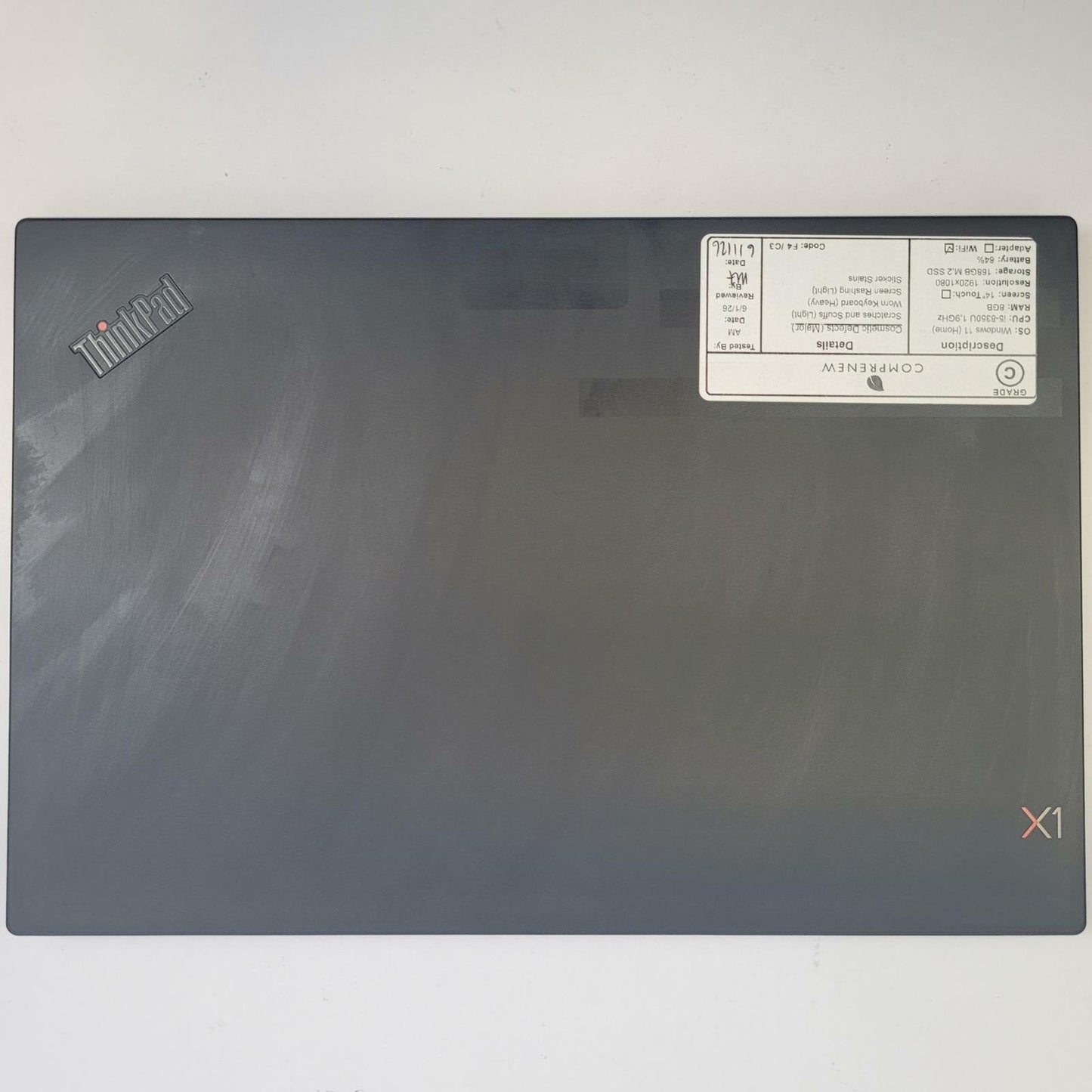 LENOVO THINKPAD X1 CARBON 6TH Win 11 i5-8350U 8GB RAM 180GB M.2 | Grade C | 3