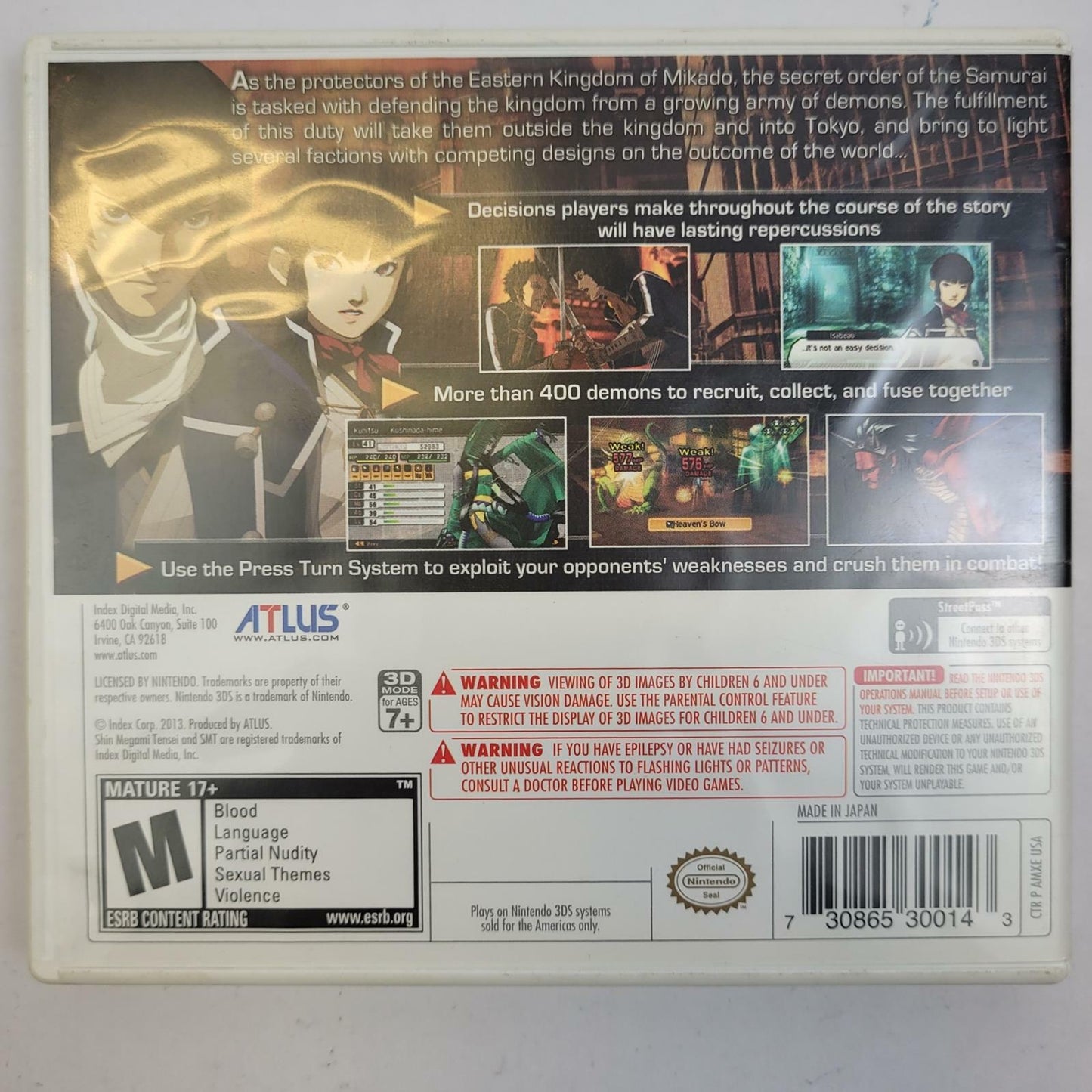 Atlus Shin Megami Tensei IV Nintendo 3DS Game | Grade B