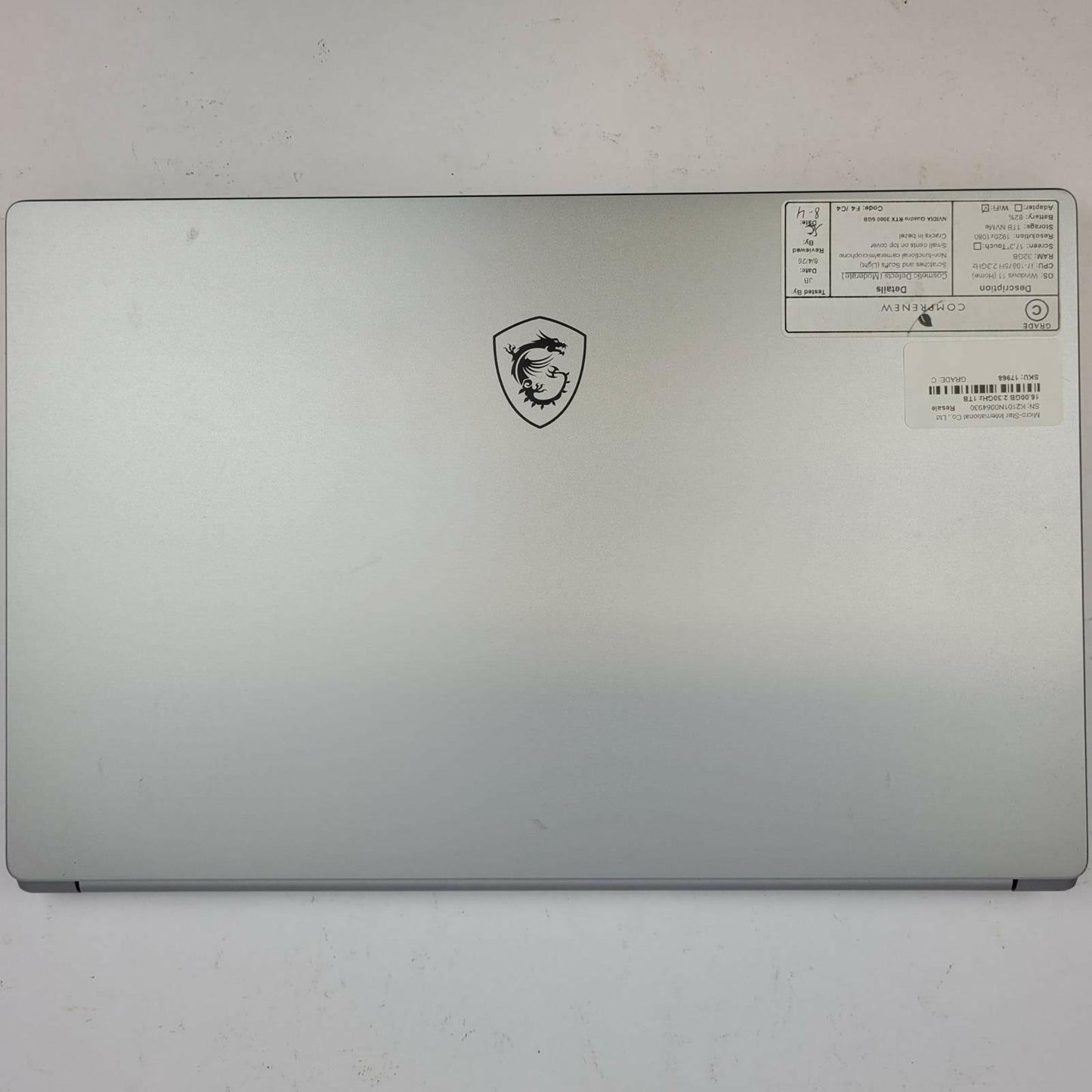 MSI WS75 10TK Windows 11 Home Core i7 10875H 32GB RAM 1TB NVME | Grade C