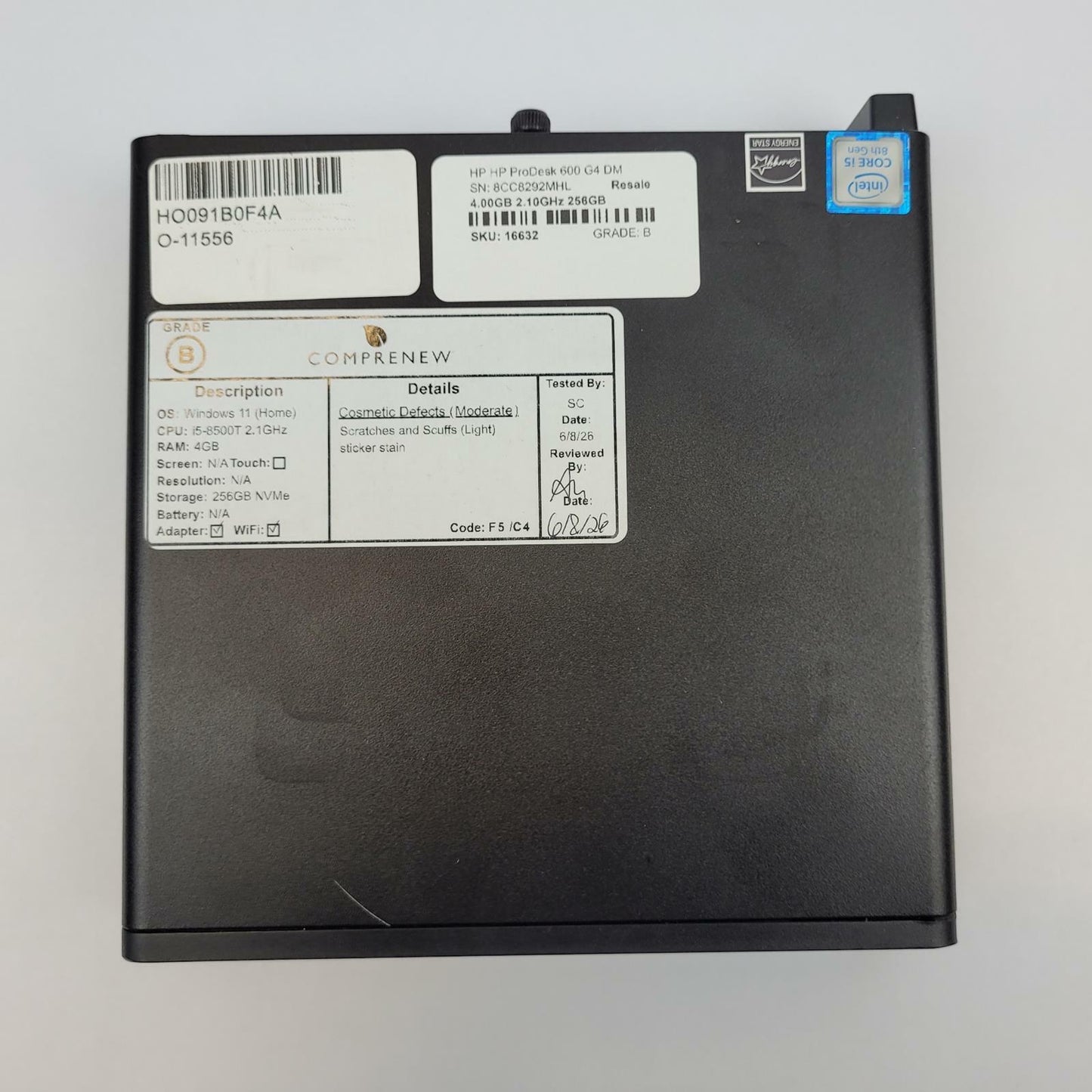 HPProDesk 600 G4 Win11 Home Core i5 8500T 4GB RAM 256GB M.2 NVMe SSD | Grade B