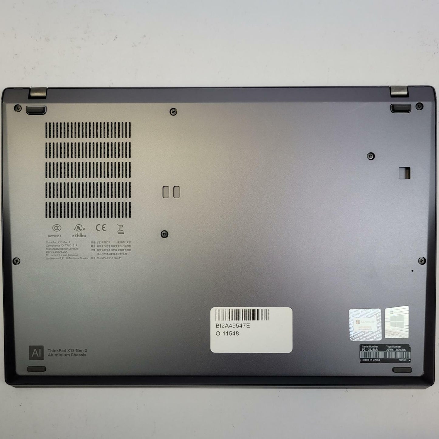 LENOVO ThinkPad X13 G2i Win 11 i5-1135G7 16GB RAM 512GB NVME | Grade B | 16288