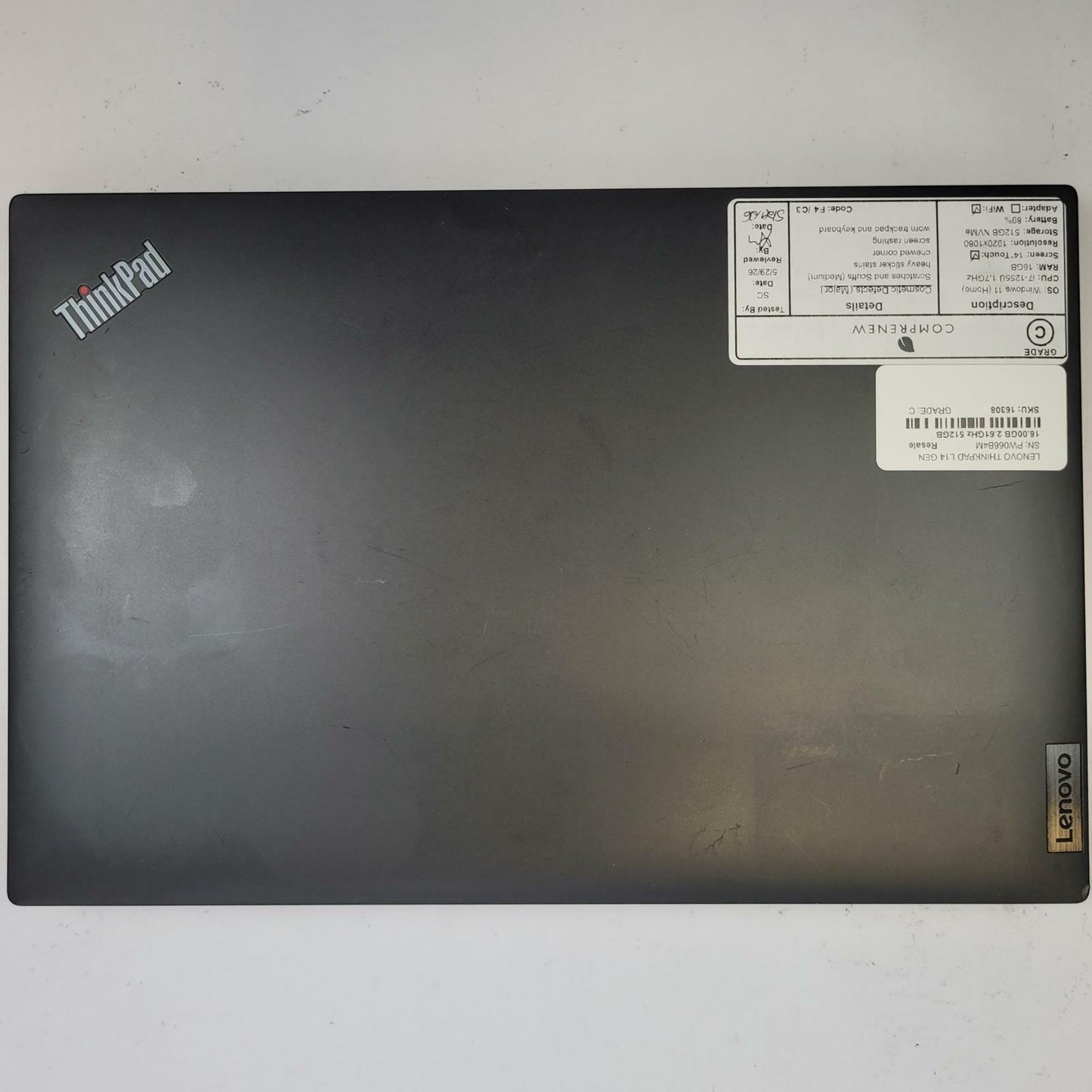 LENOVO THINKPAD L14 G3 Win 11 i7-1255U 16GB RAM 512GB NVME | Grade C | 16308