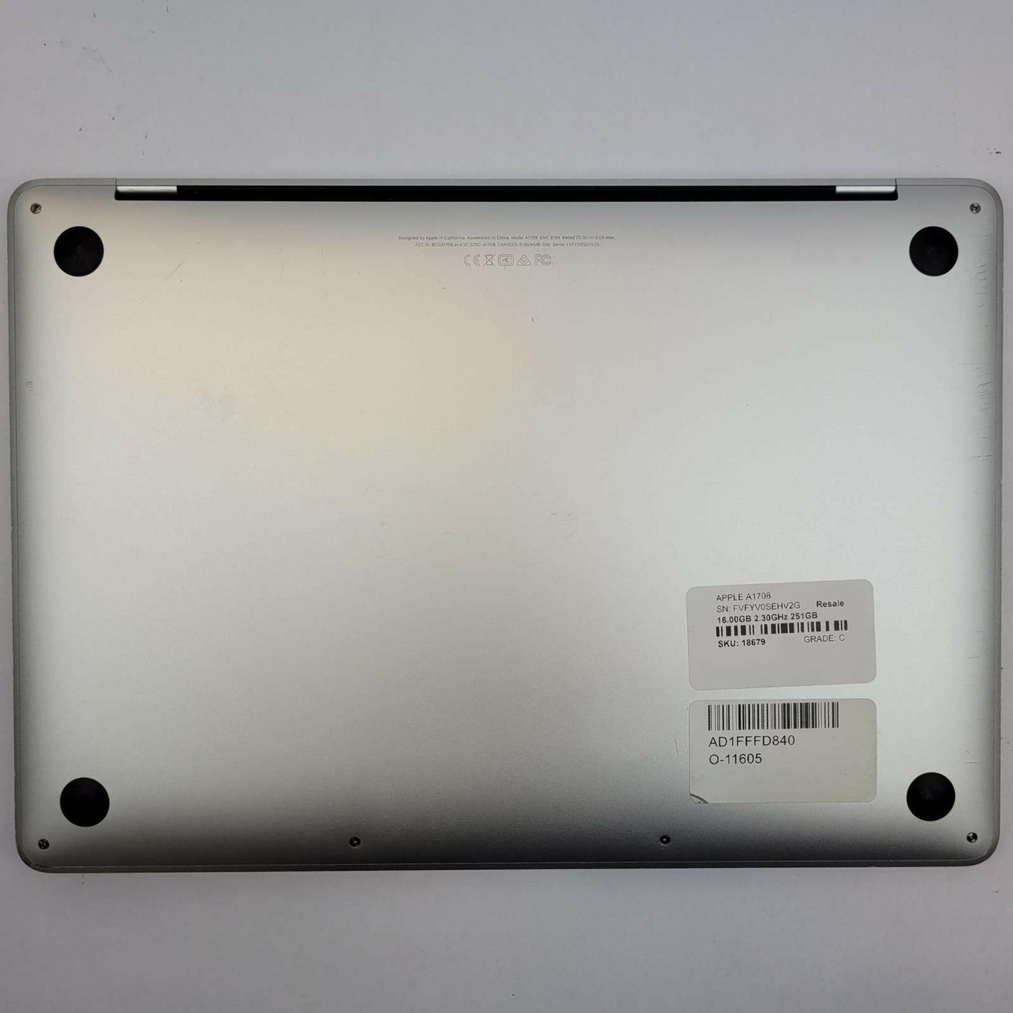 APPLE MacBook Pro A1708 MacOS Ventura i5-7360U 16.00GB RAM 251GB NVME | Grade C