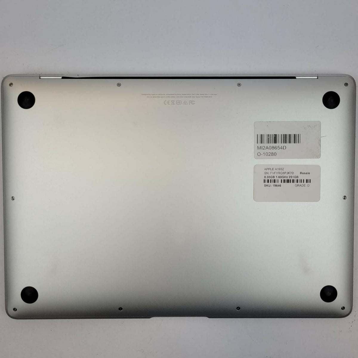 APPLE MacBook Air A1932 MacOS Sonoma i5-8210Y 8GB RAM 251GB NVMe | Grade D