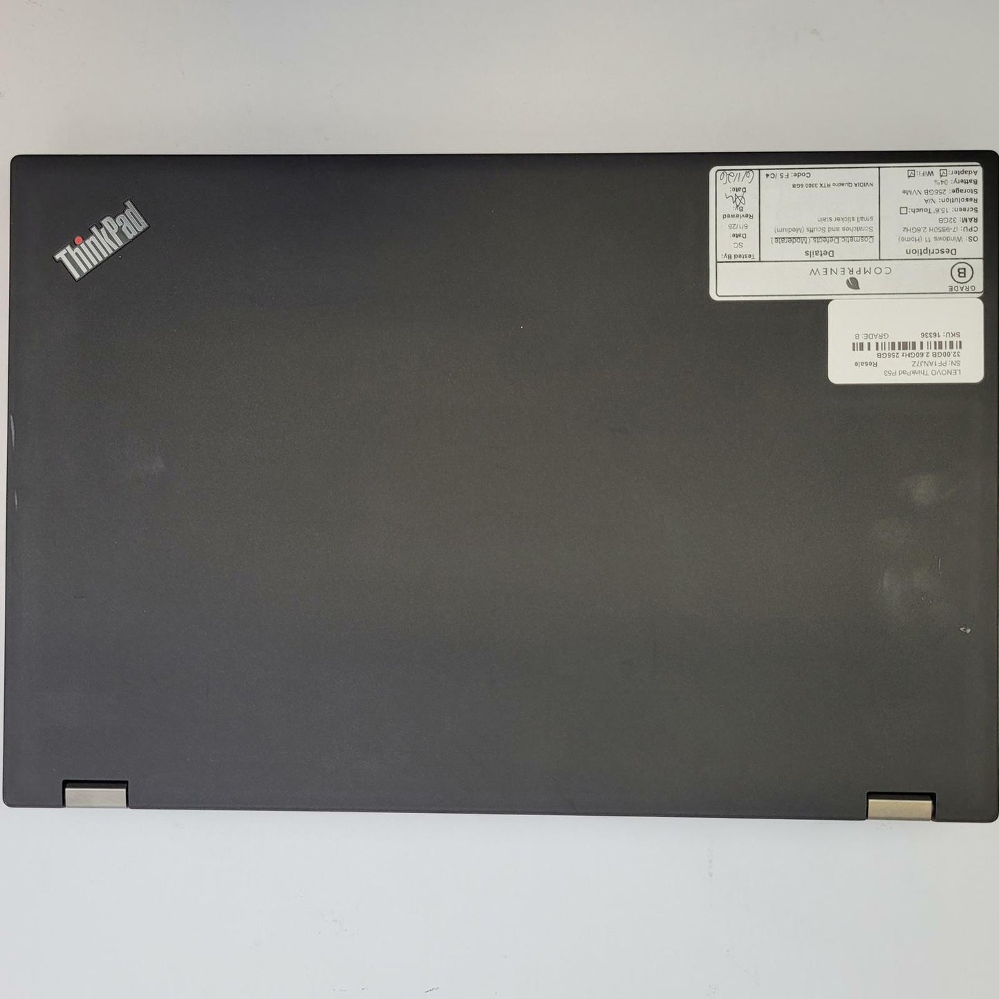 LENOVO ThinkPad P53 Win 11 i7-9850H 32GB RAM 256GB NVME | Grade C | 16336